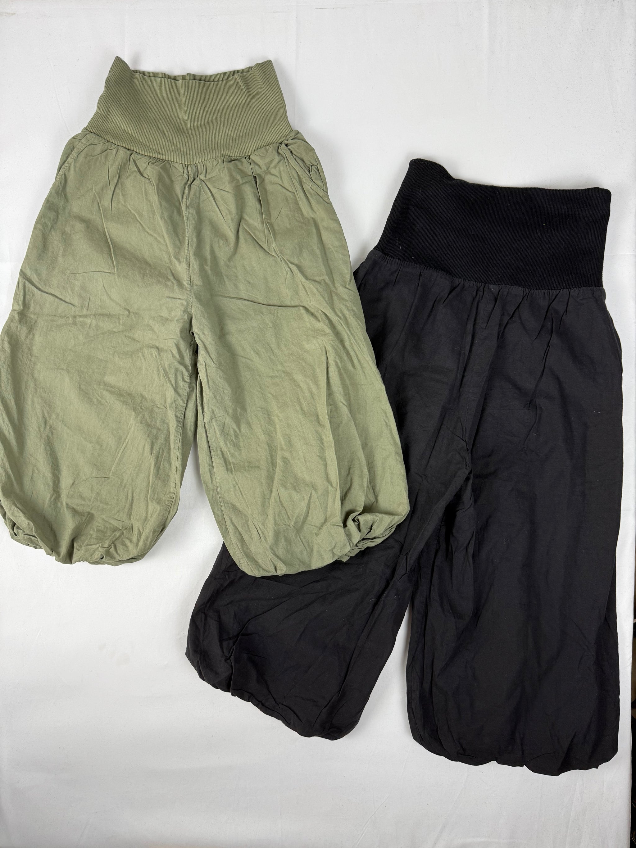 Khaki cotton low waist sirwal capri pants (S)