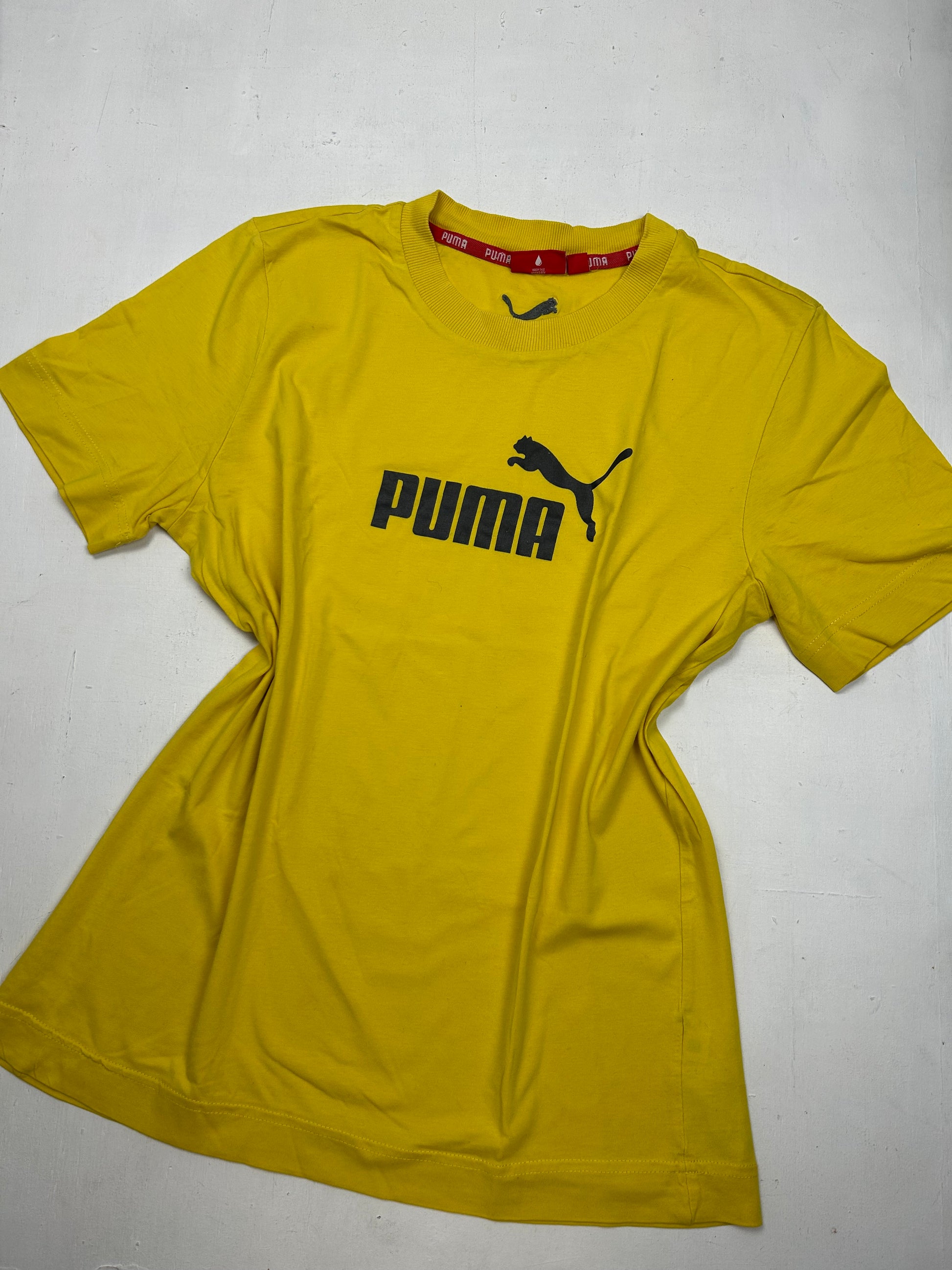 Yellow spell out logo tee (S/M)