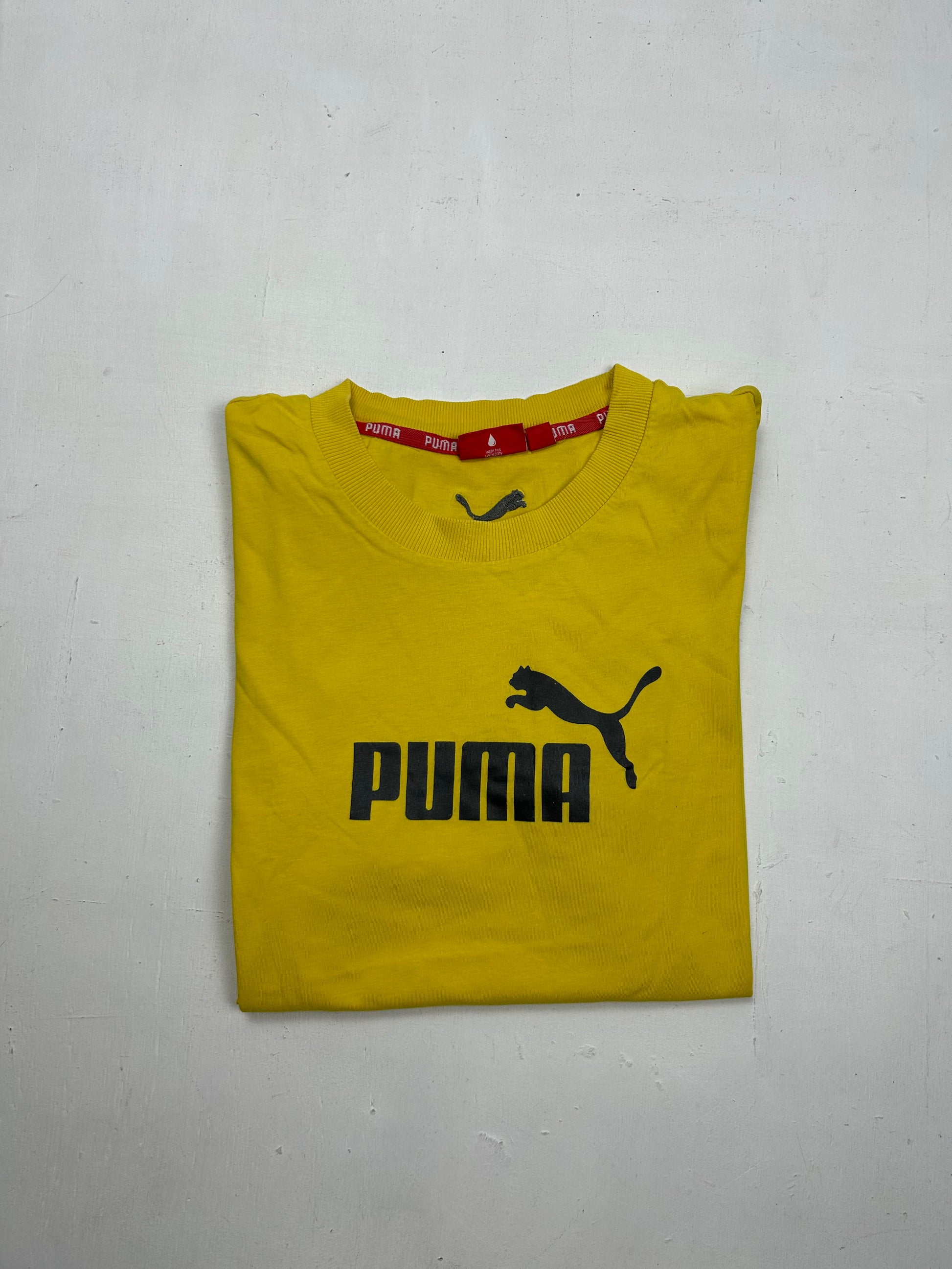 Yellow spell out logo tee (S/M)