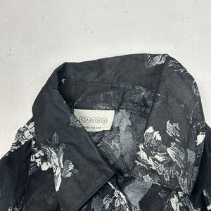 Mesh floral print black buttons up tank  top (S/M)