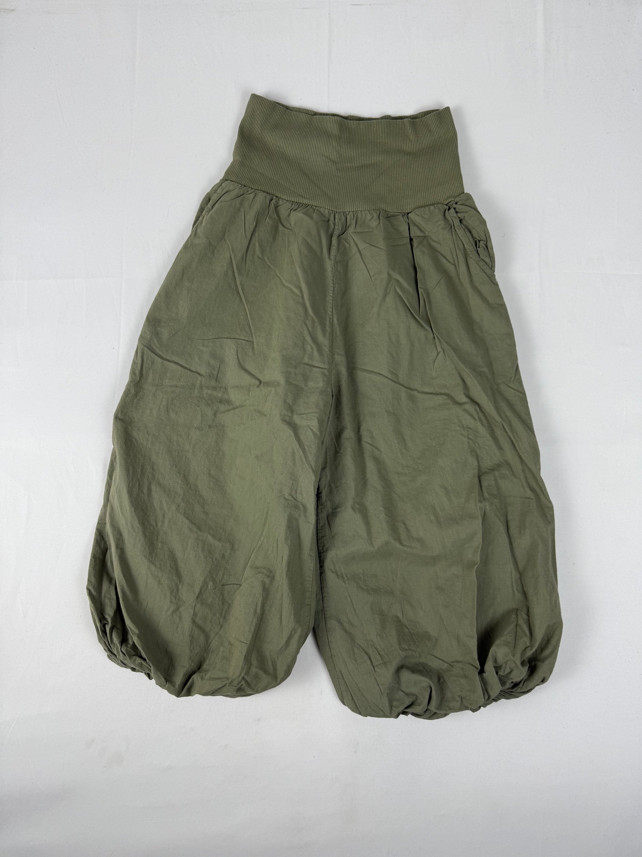 Khaki cotton low waist sirwal capri pants (S)