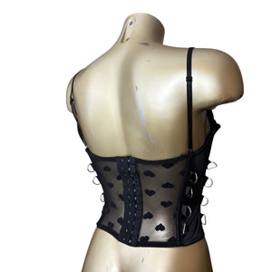 Black mesh embroidered corset top (S)