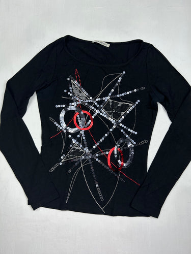 Black sequins  long sleeves top (S/M)