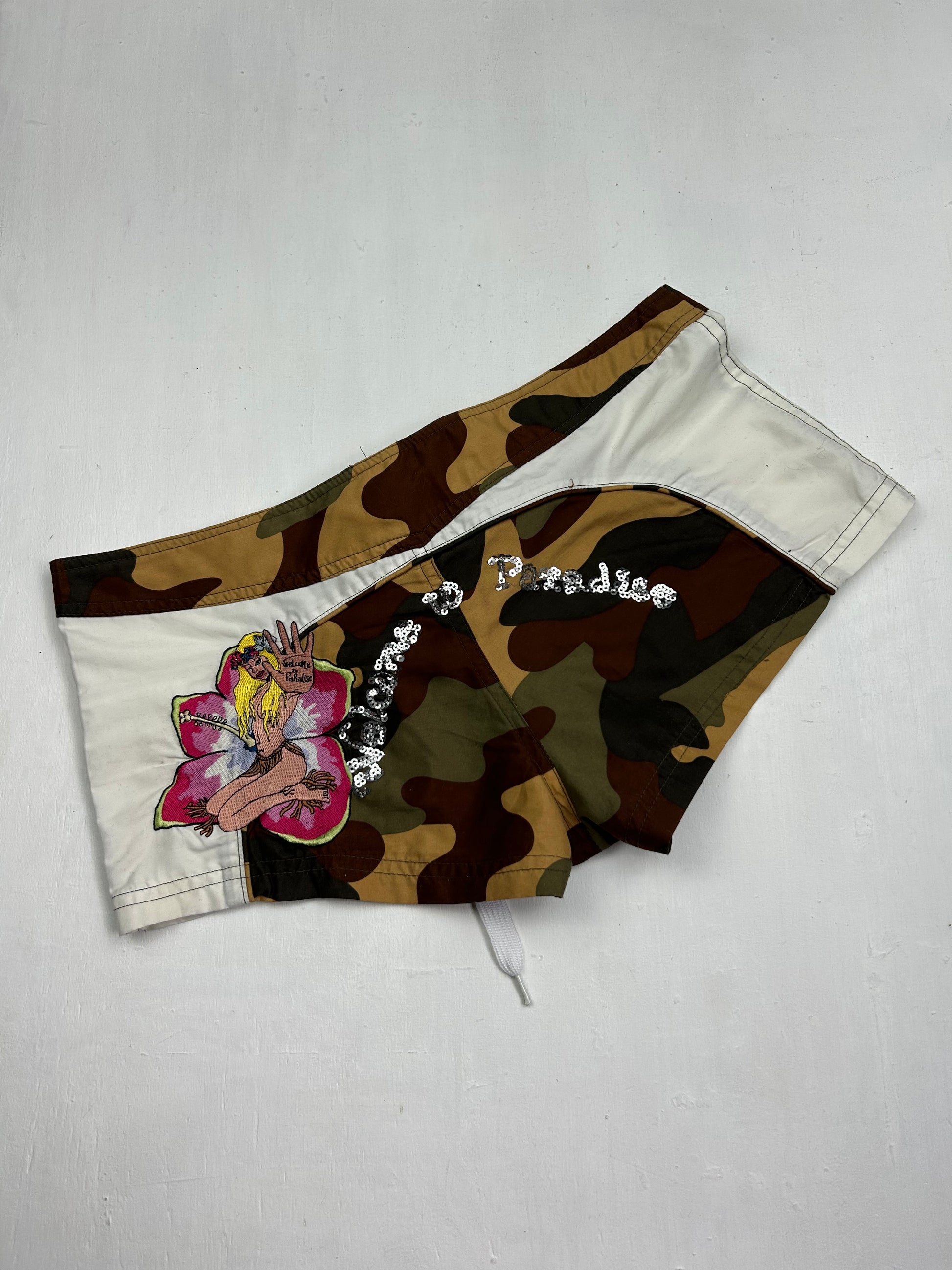 Beachwear lace up low rise mini short (S/M)