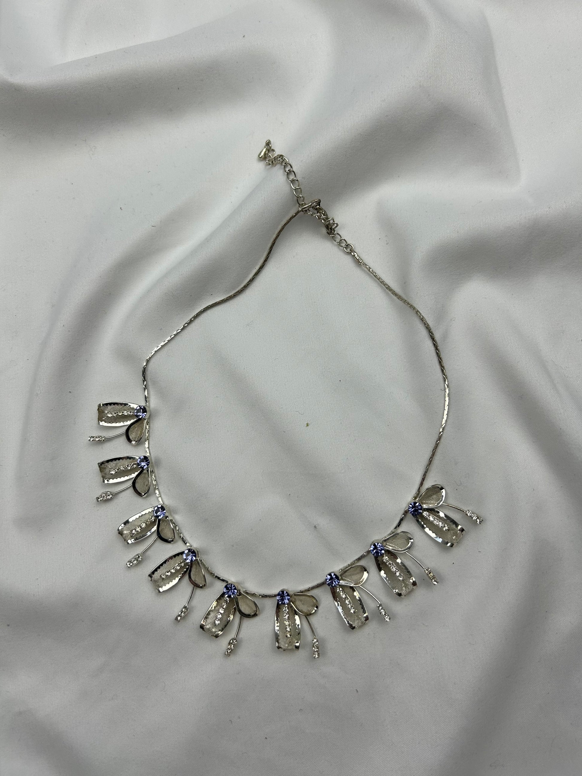 Silver pearls boho stainless steel necklace