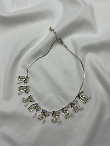 Silver pearls boho stainless steel necklace