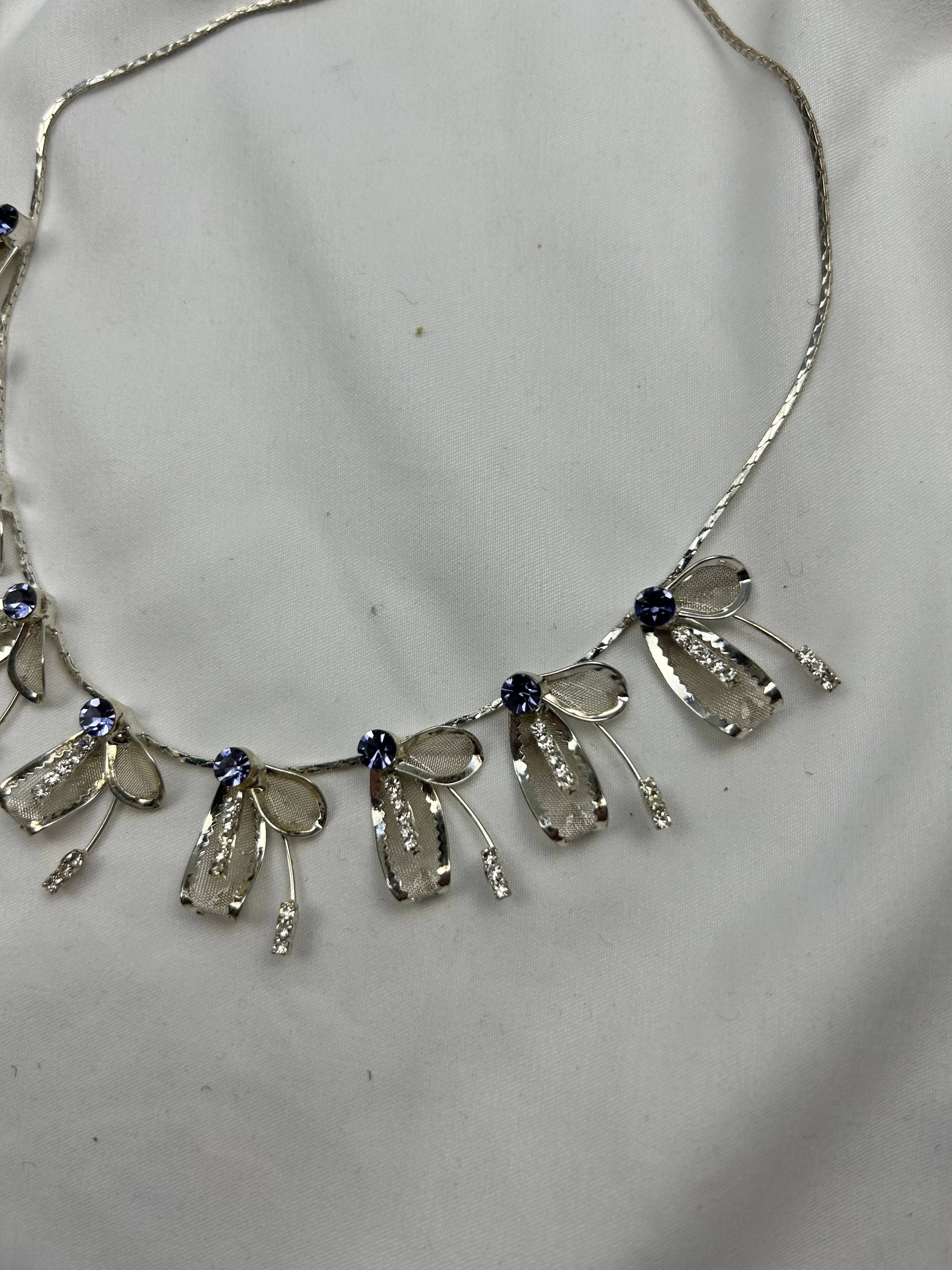 Silver pearls boho stainless steel necklace