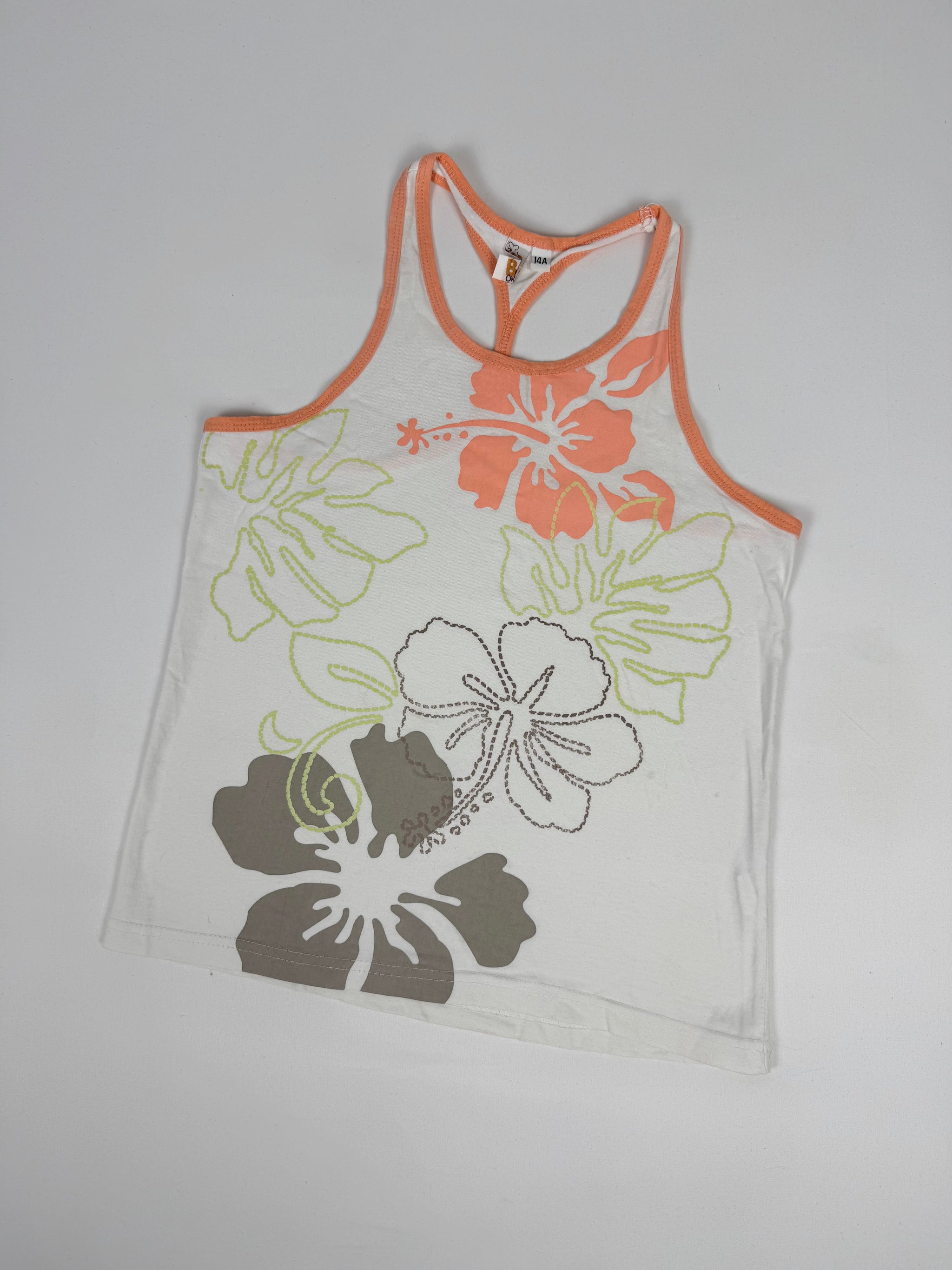 White hibiscus floral top (M)