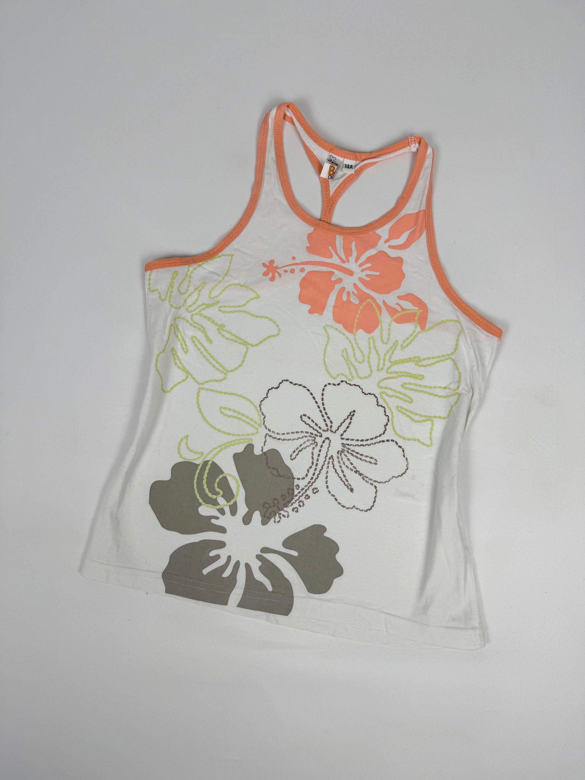 White hibiscus floral top (M)