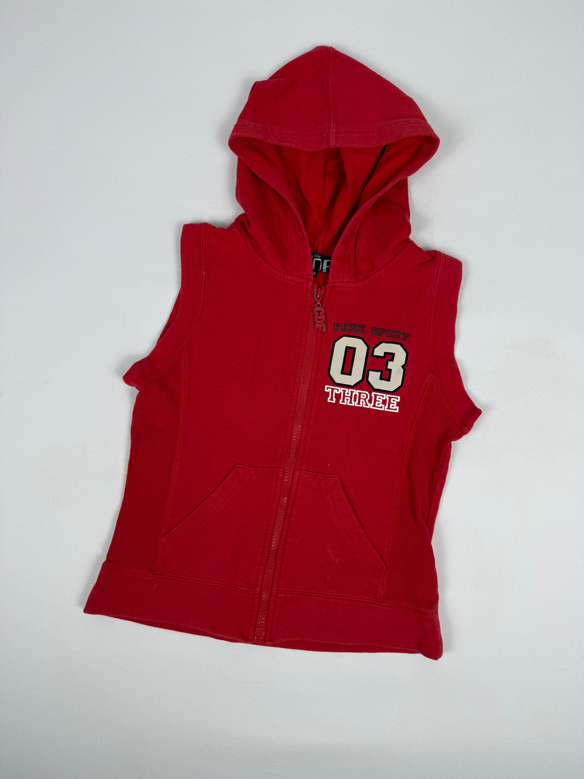 Red zip up hooded top (XS)