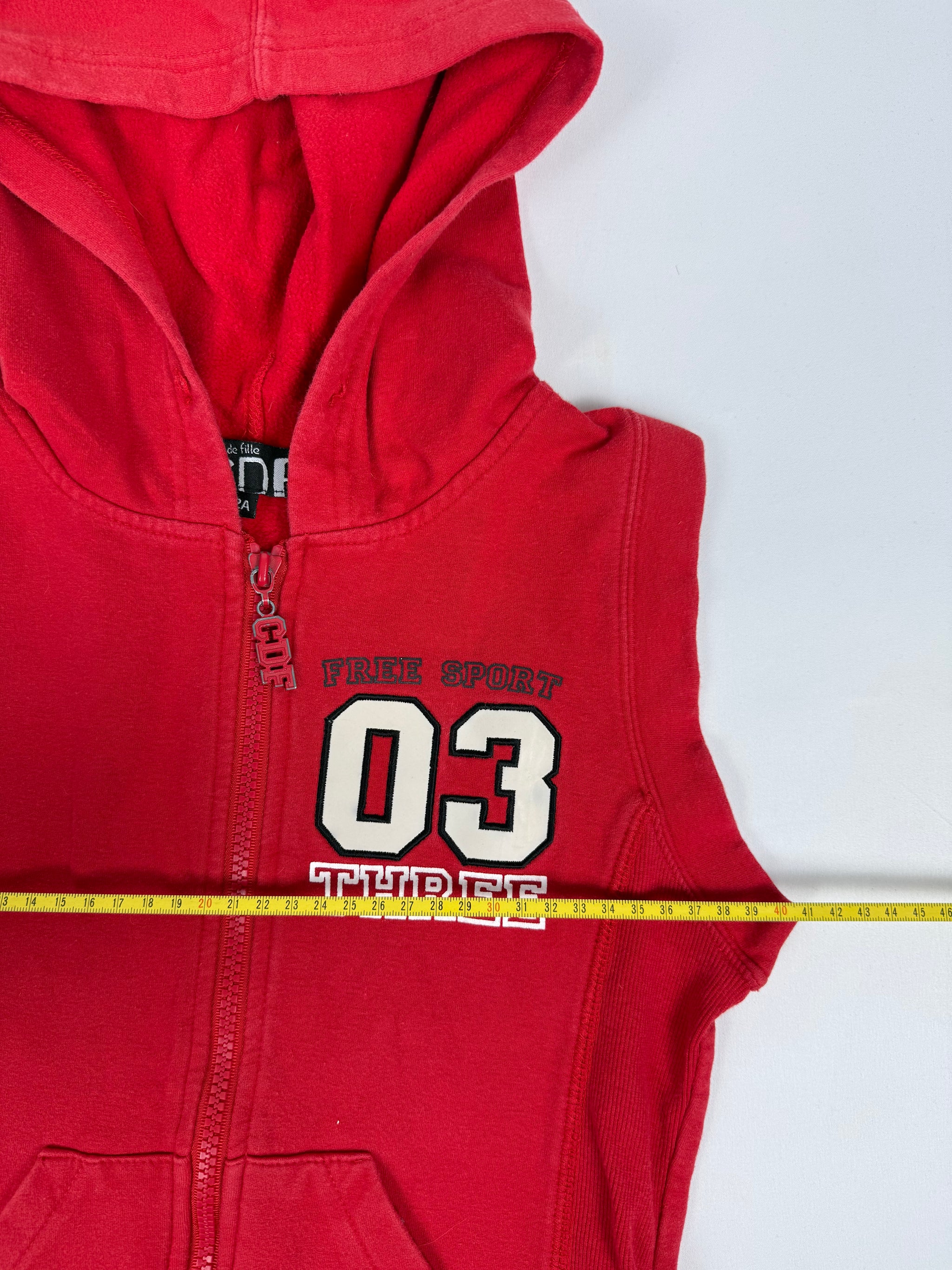 Red zip up hooded top (XS)