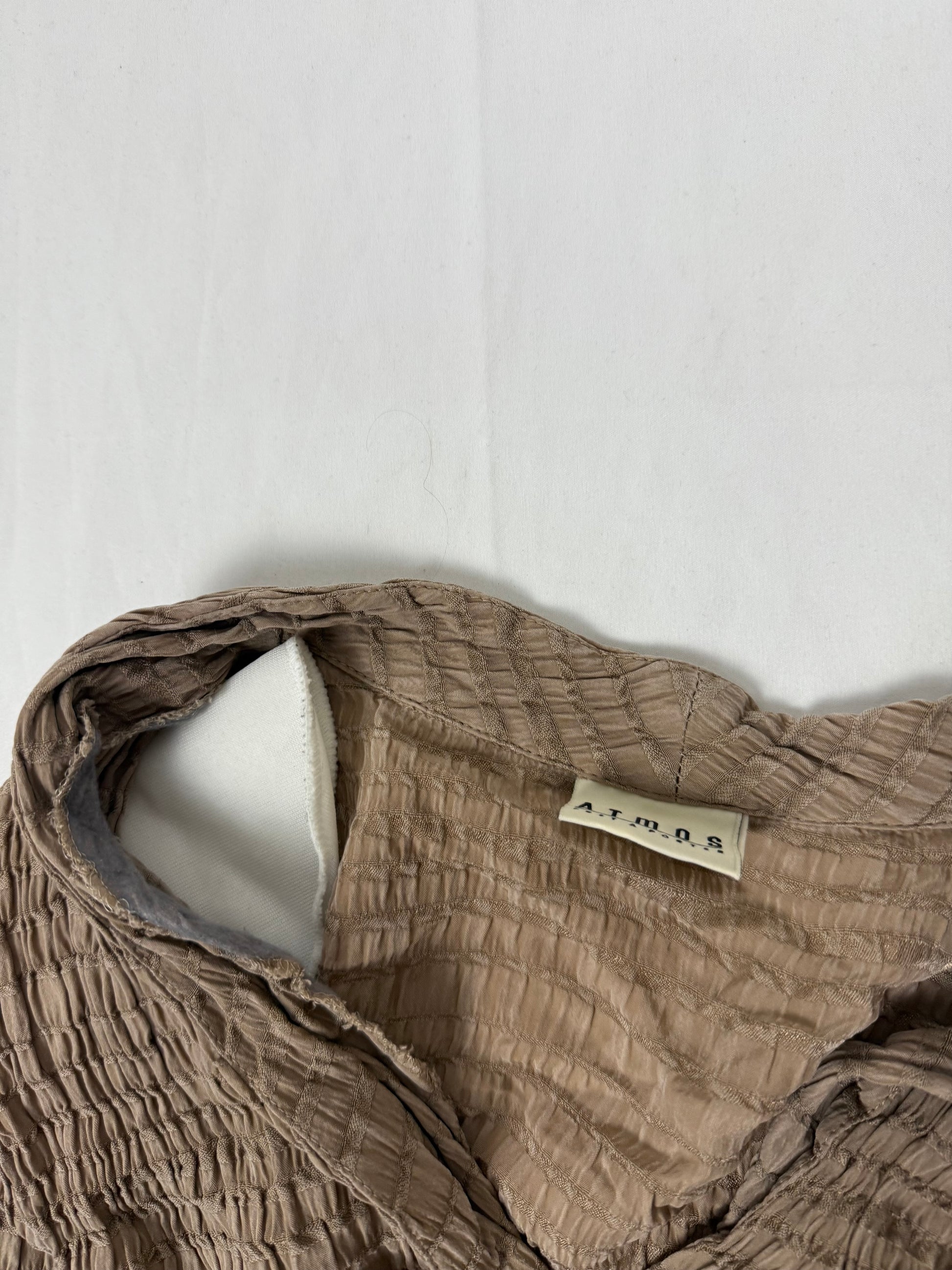 Beige ruched long sleeves shirt (S)