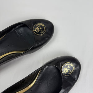 Black real leather ballet flats (37)