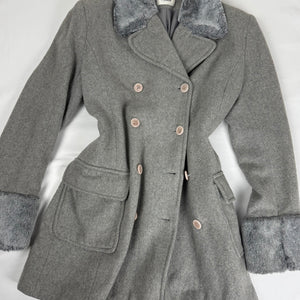 Grey wool & faux fur winter coat (M/L)