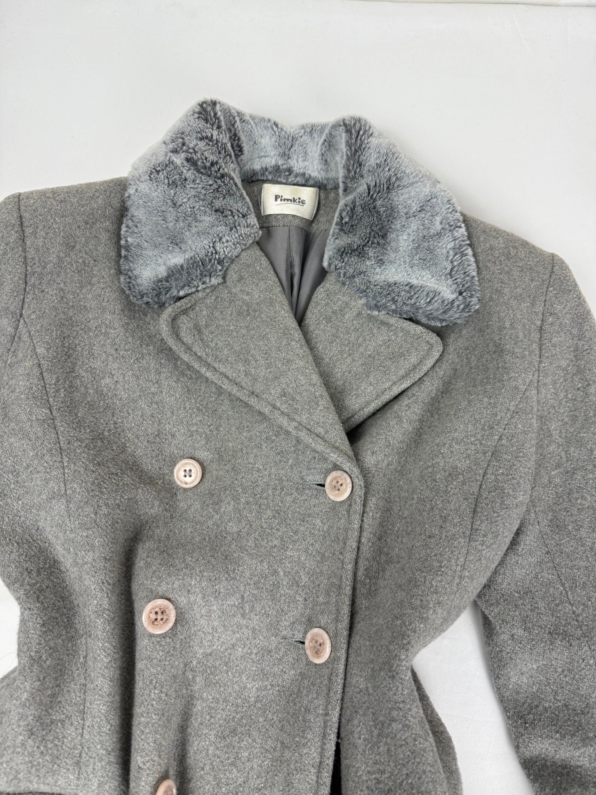Grey wool & faux fur winter coat (M/L)