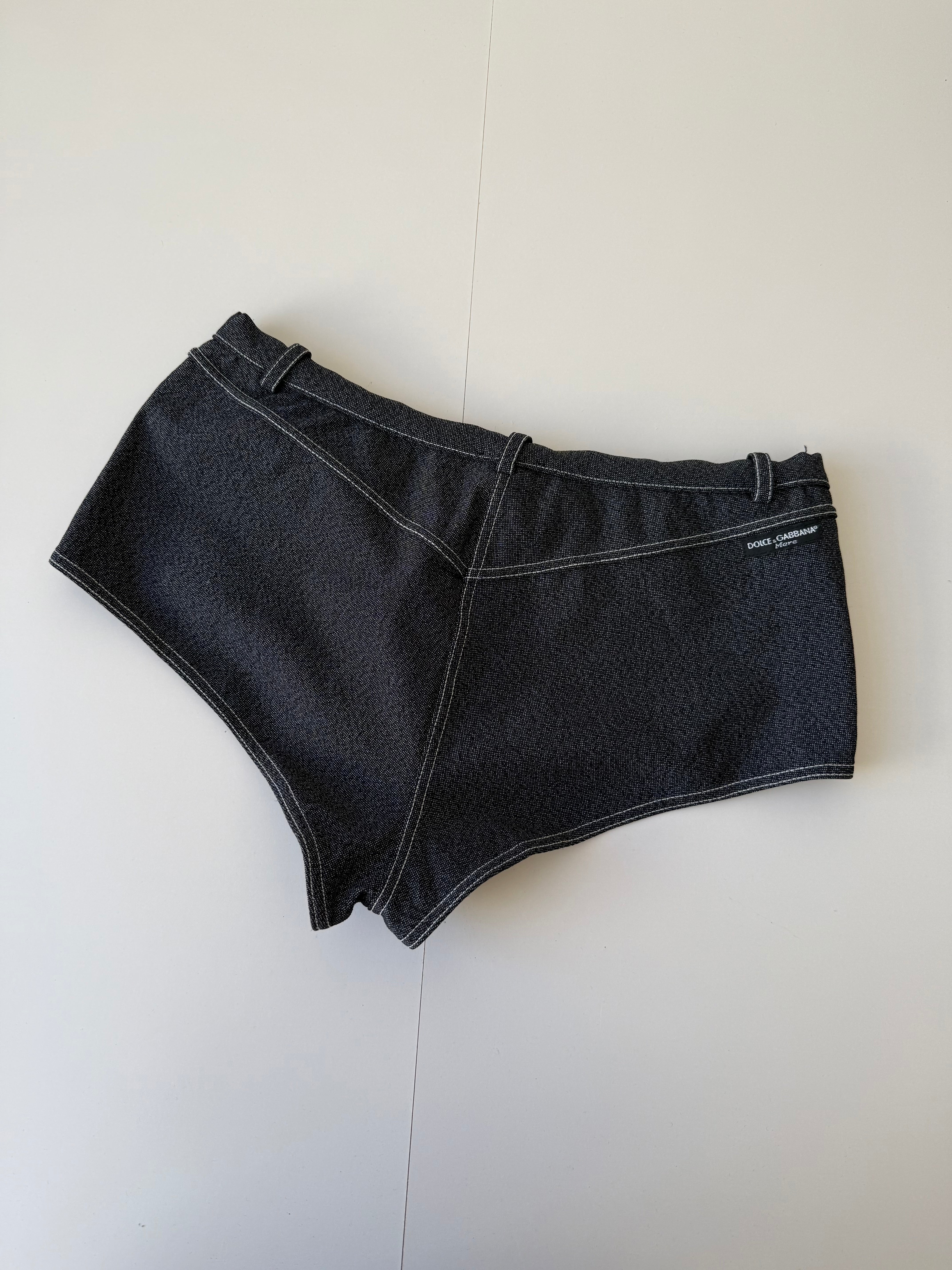 Navy denim low rise micro short (XS)