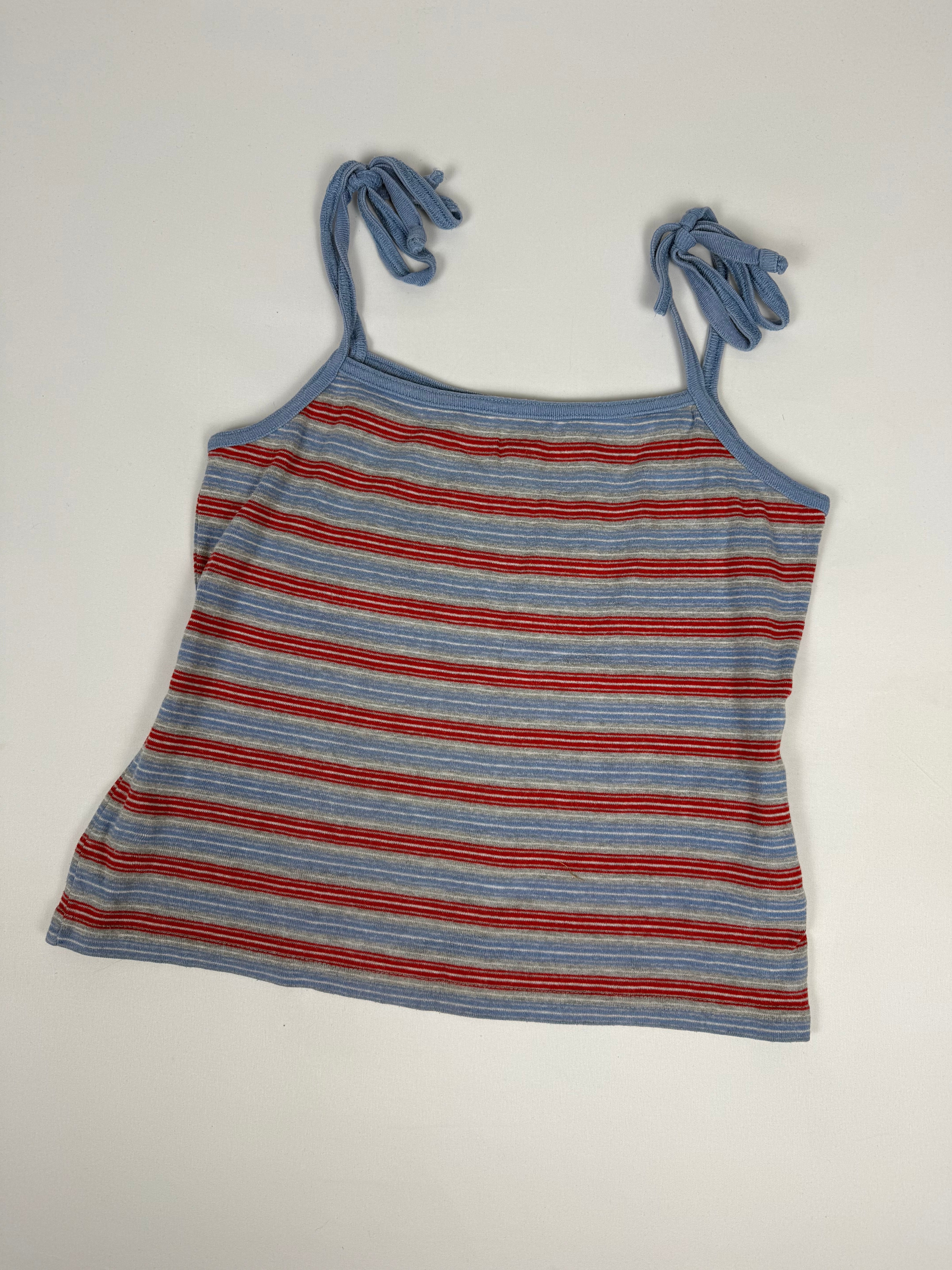 Blue striped tie up cami top (XL)