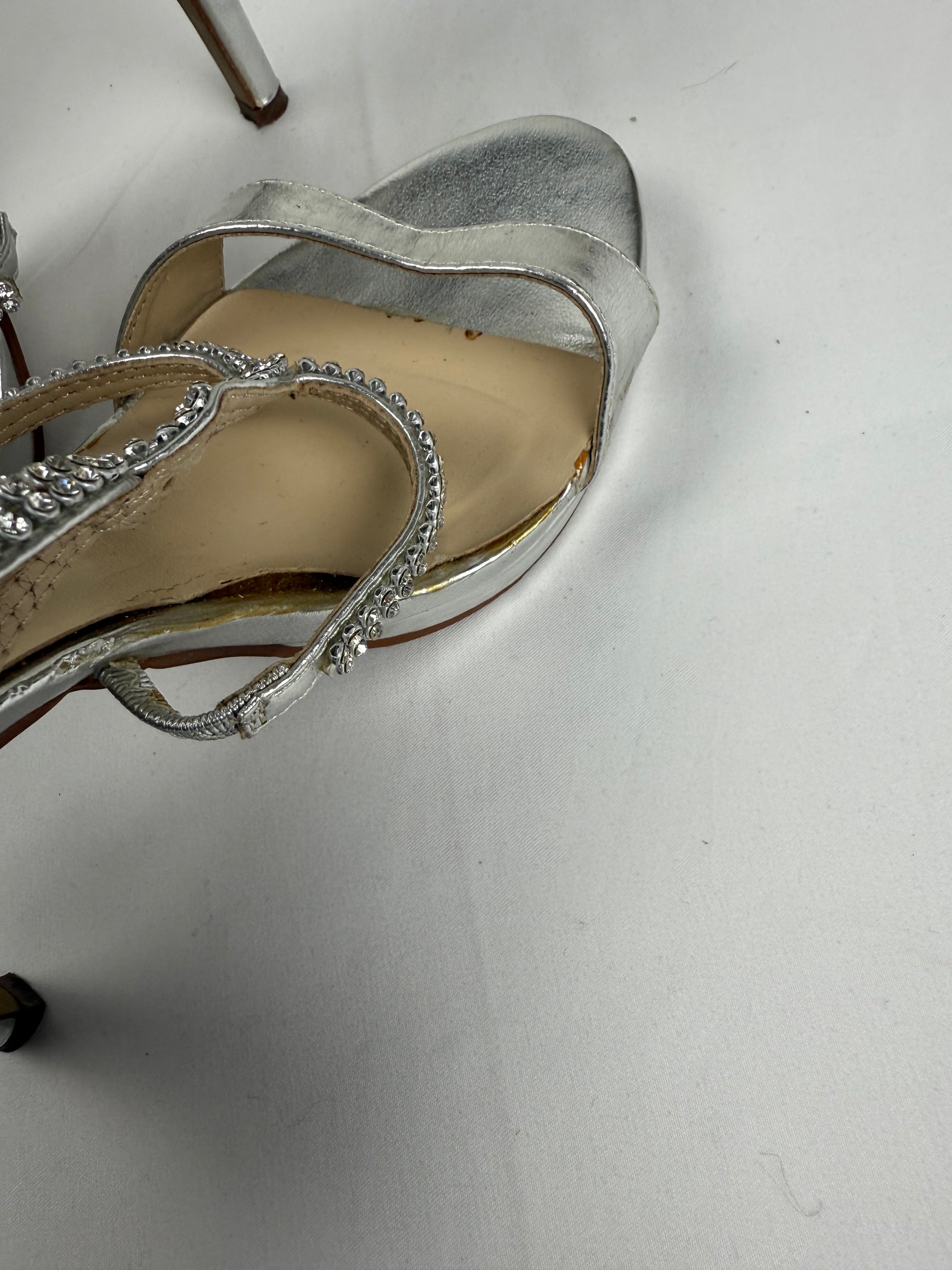 Silver rhinestones high heels (38)