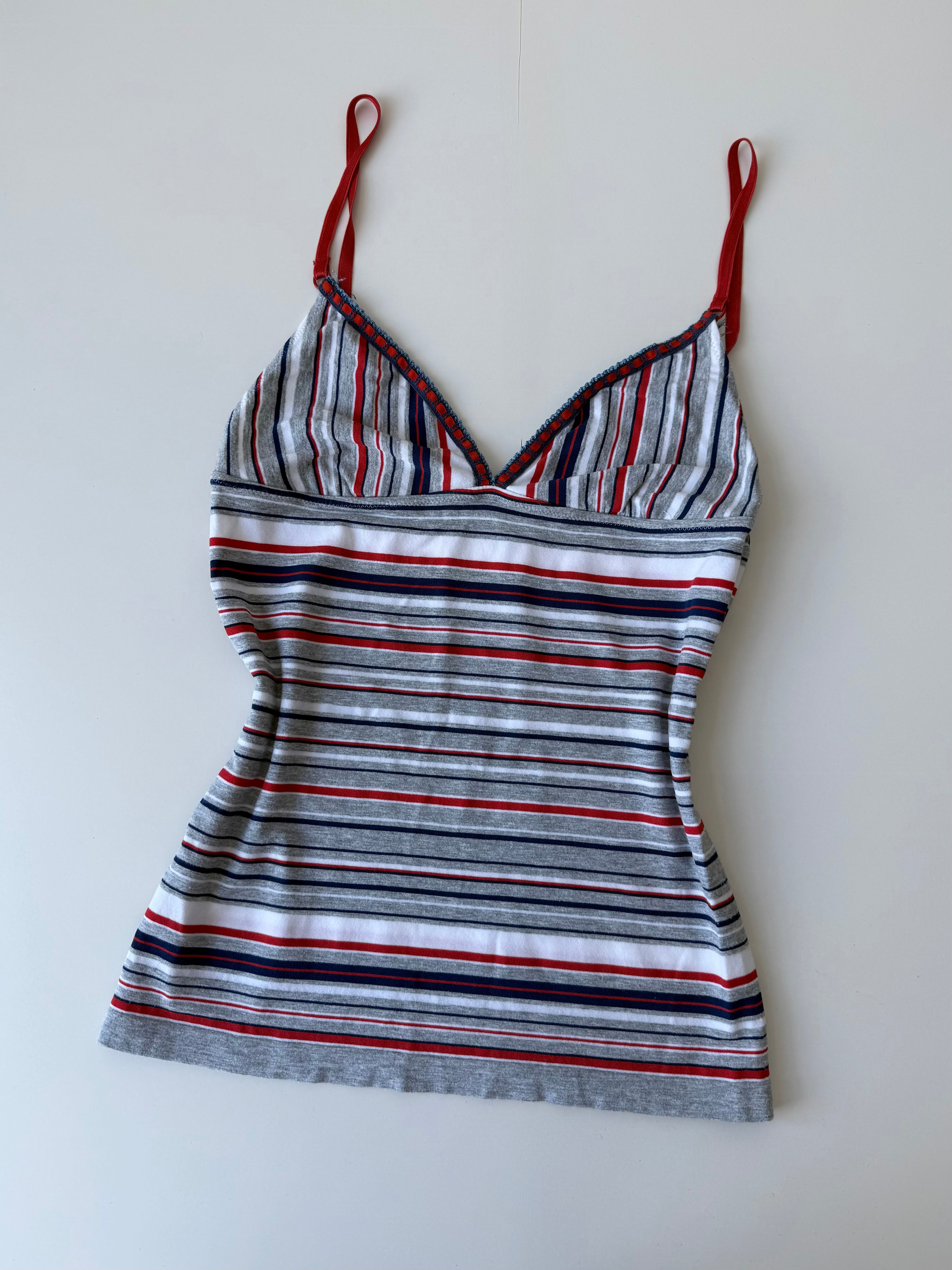 Grey striped cotton stretchy cami top (S)