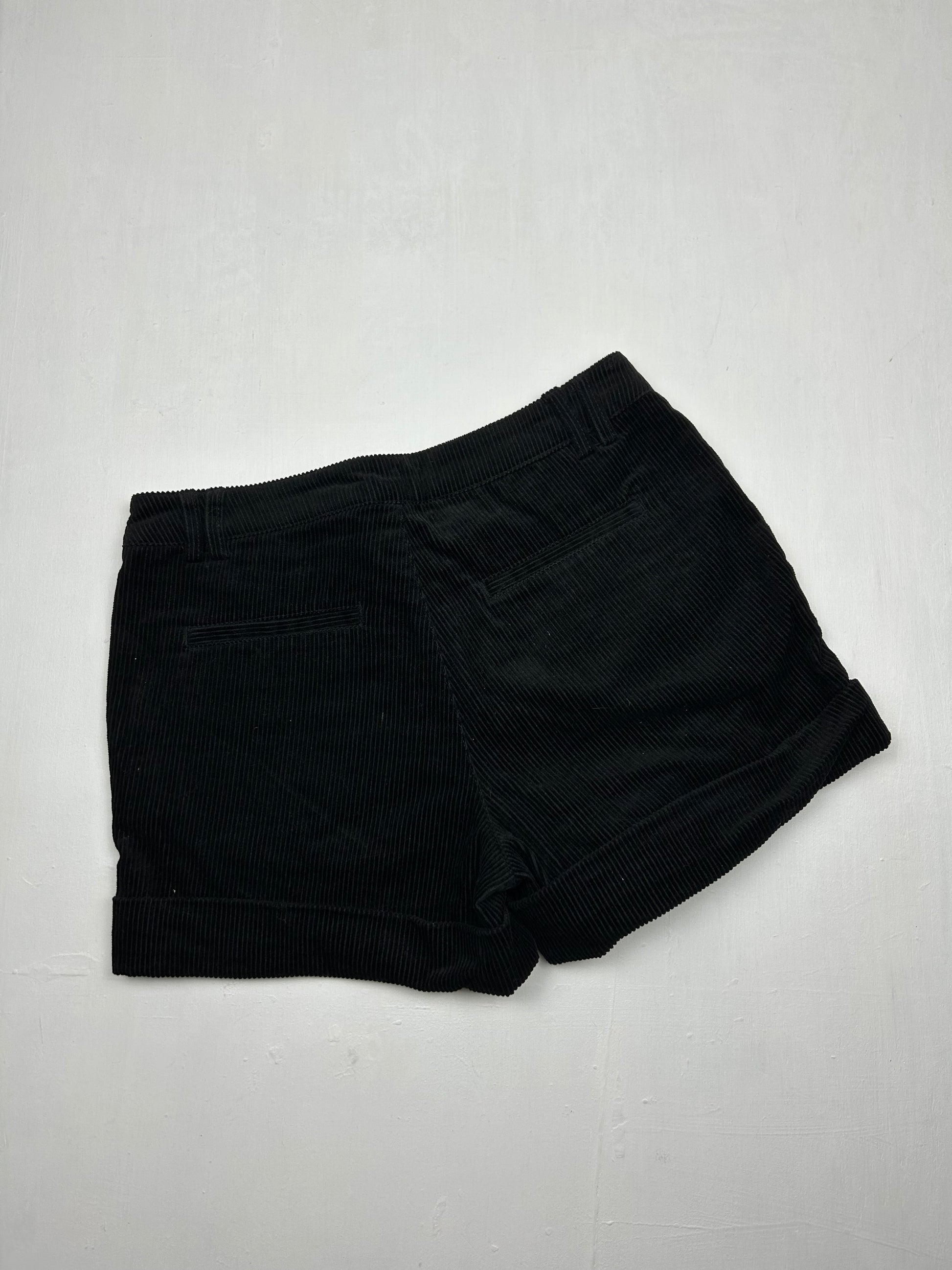 Black velvet ribbed low rise mini short (S)