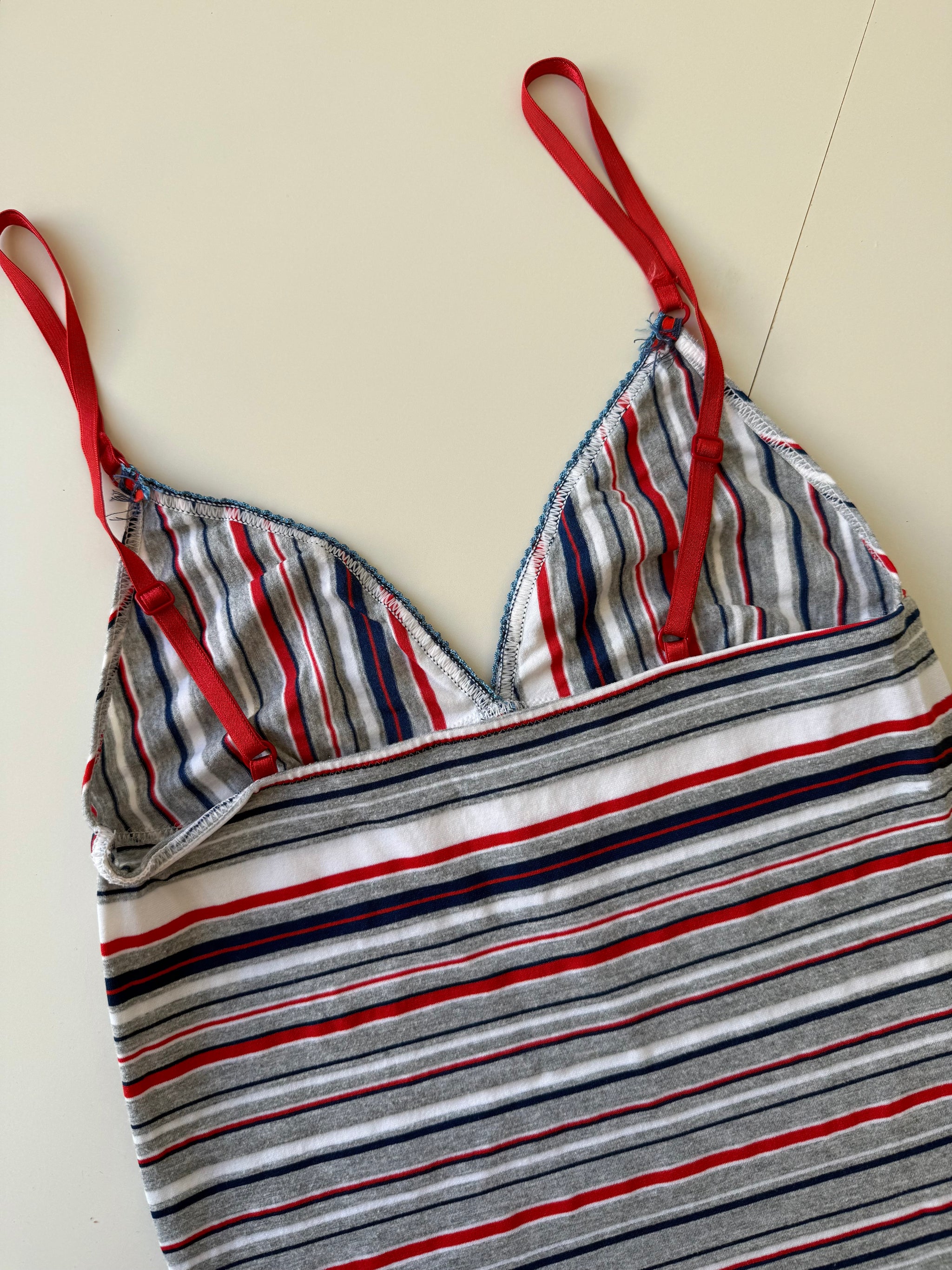 Grey striped stretchy top + shorty set (S)