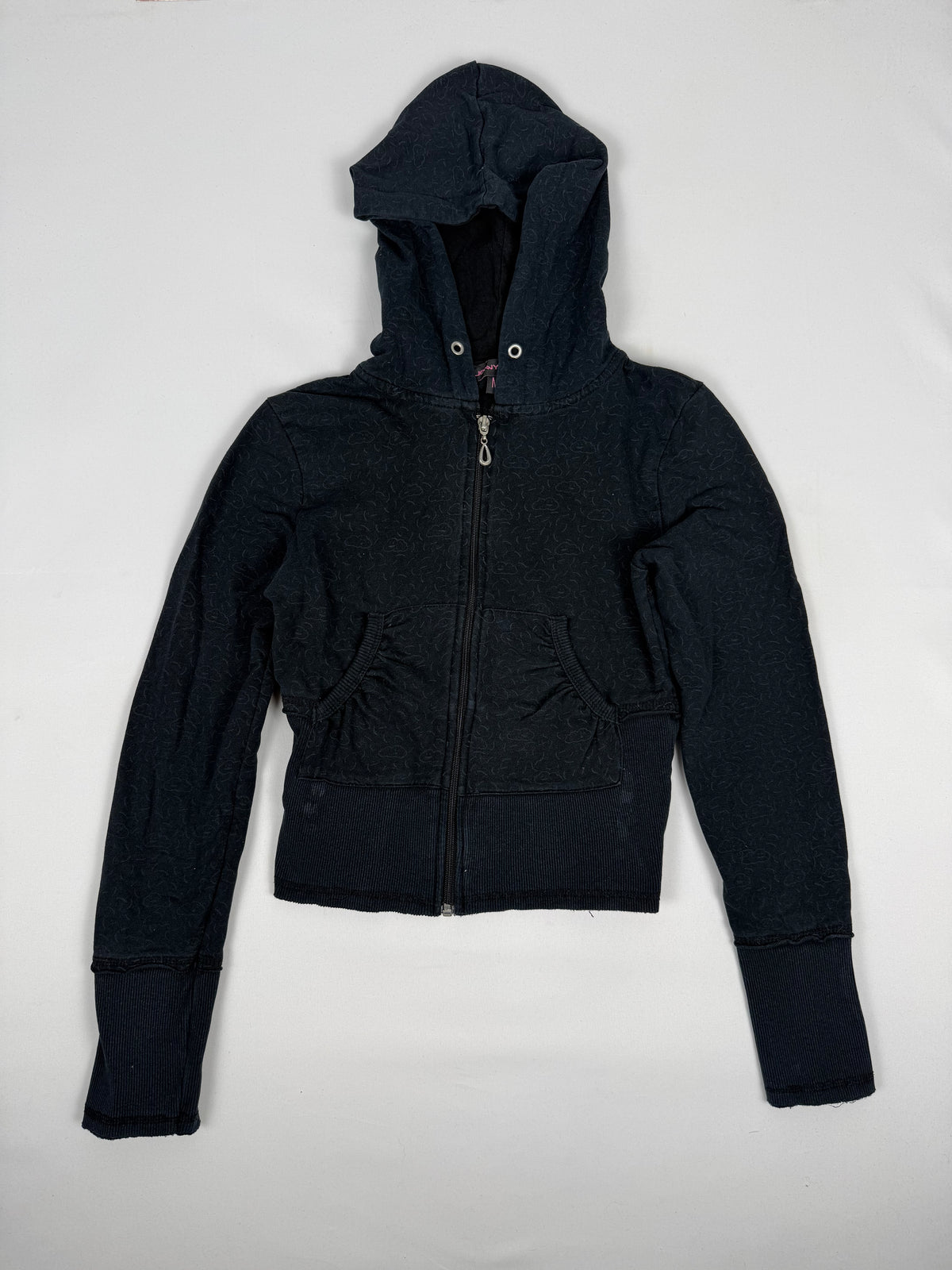 Black zip up cotton hoodie (S)