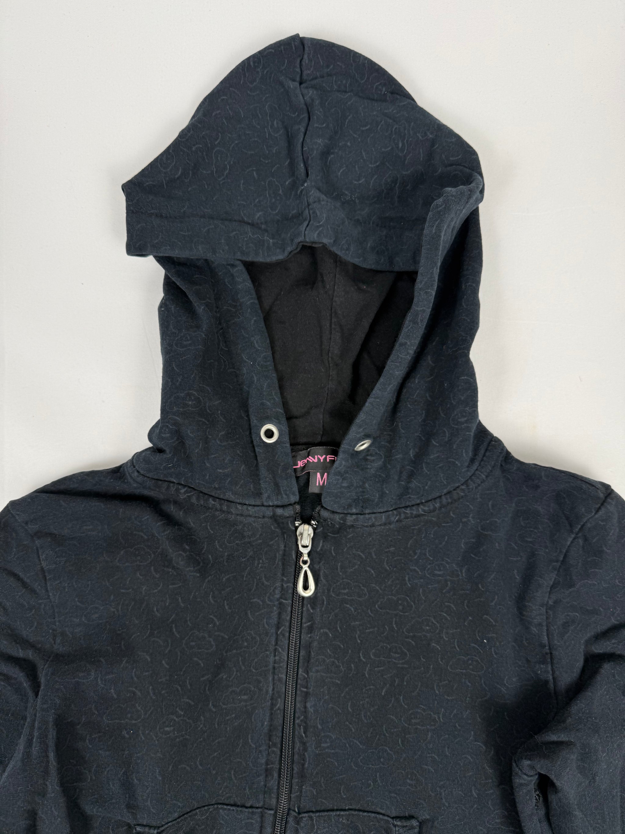 Black zip up cotton hoodie (S)