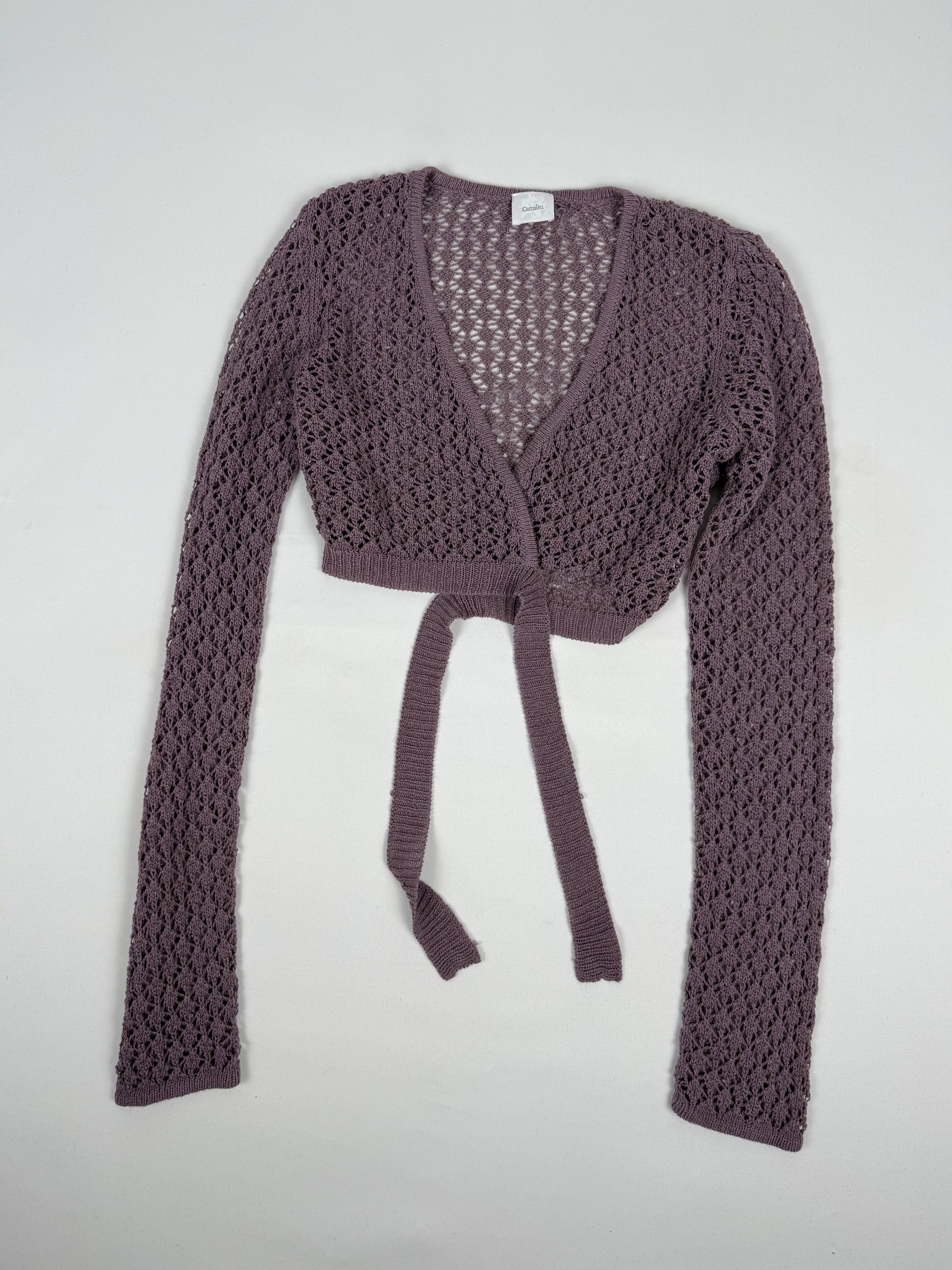 Lilac crochet tie up bolero top (S)