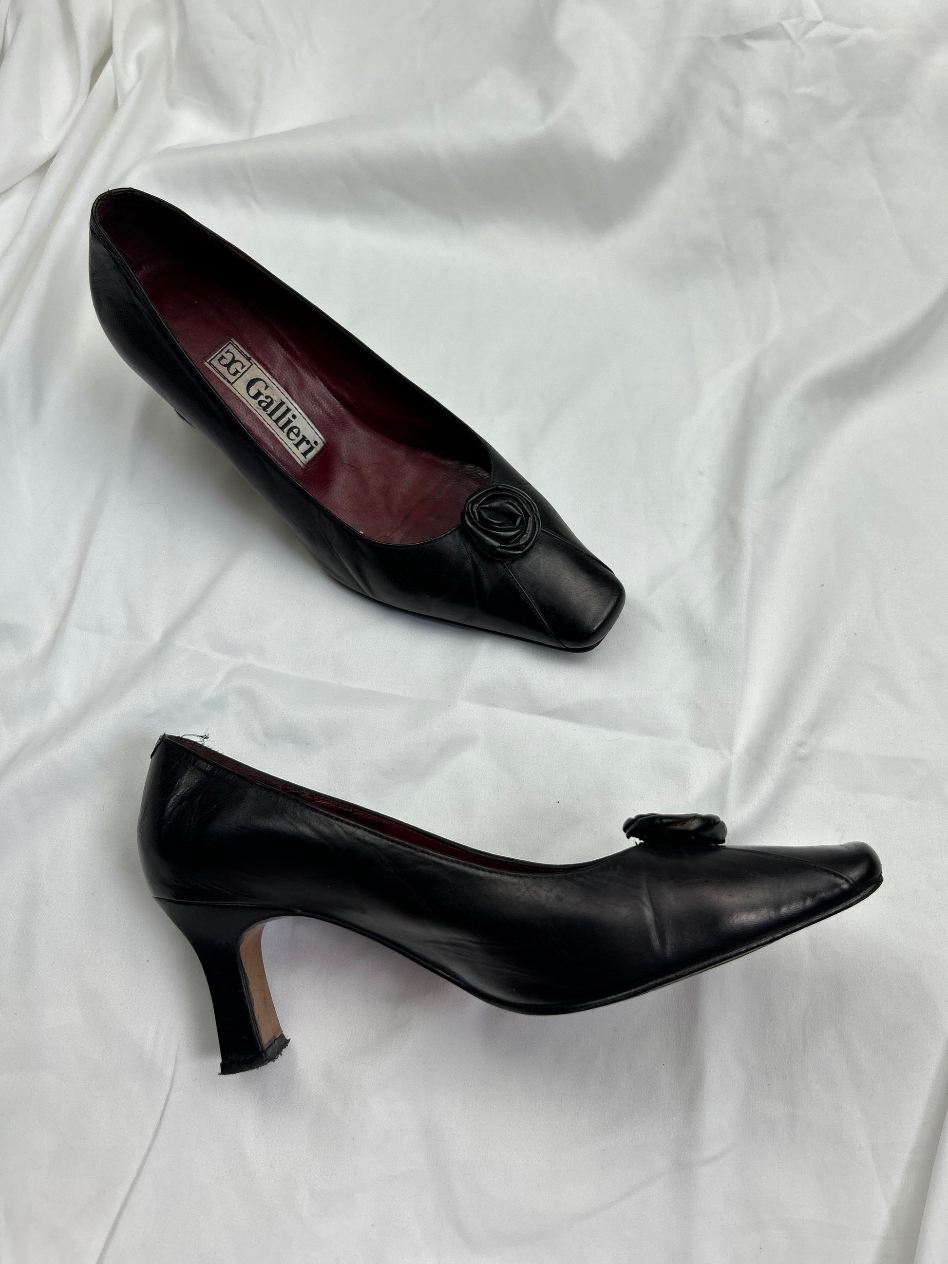 Black 100% leather heels shoes (36)