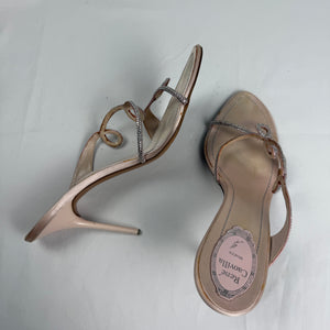 Baby pink rhinestones open toes mules heels (41)