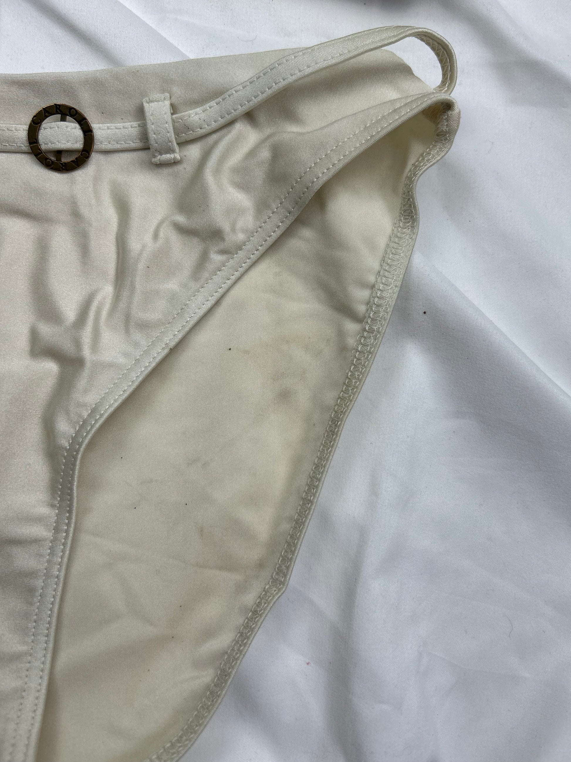 Cream buckle belt bikini set (L)