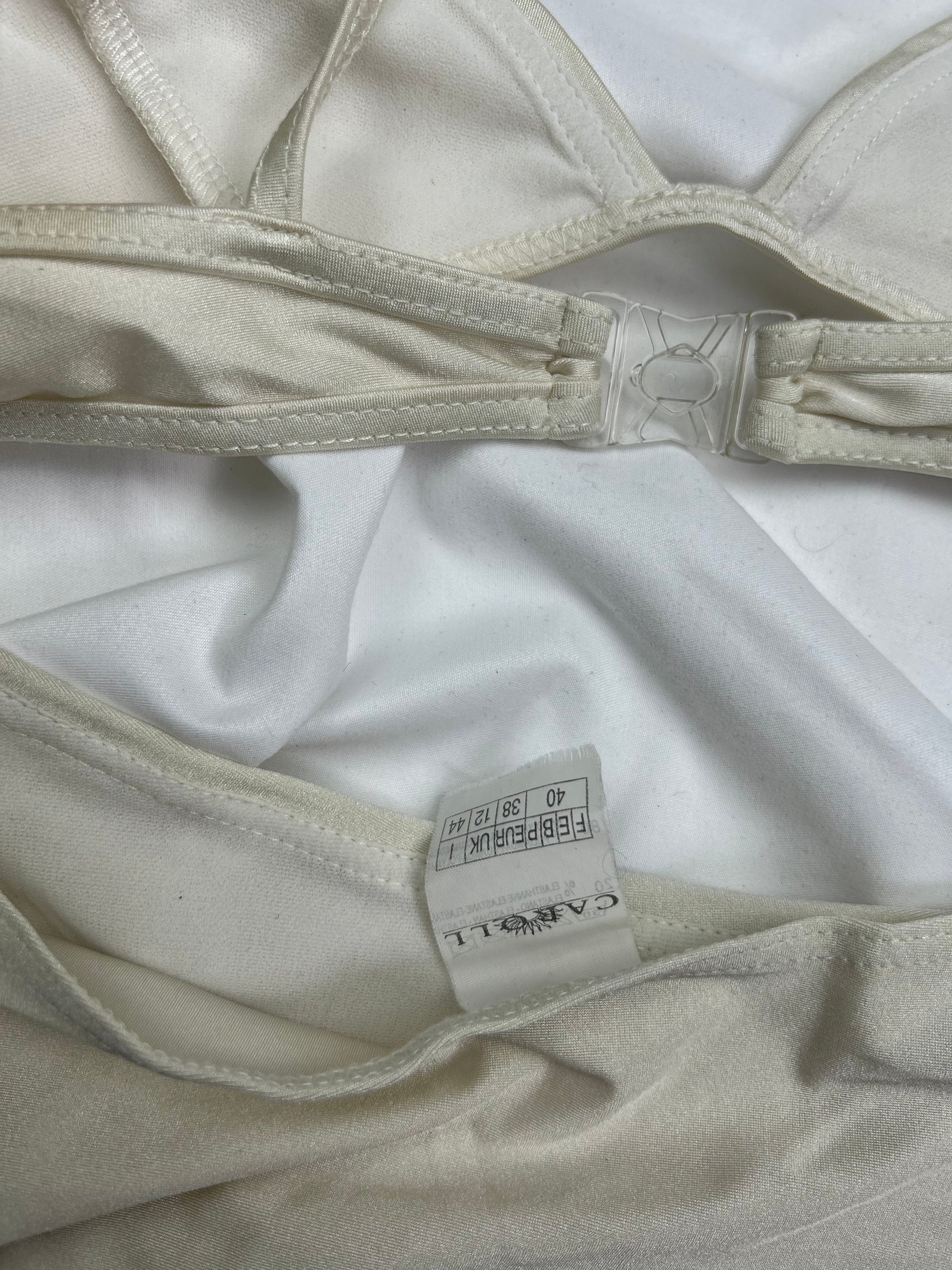 Cream buckle belt bikini set (L)