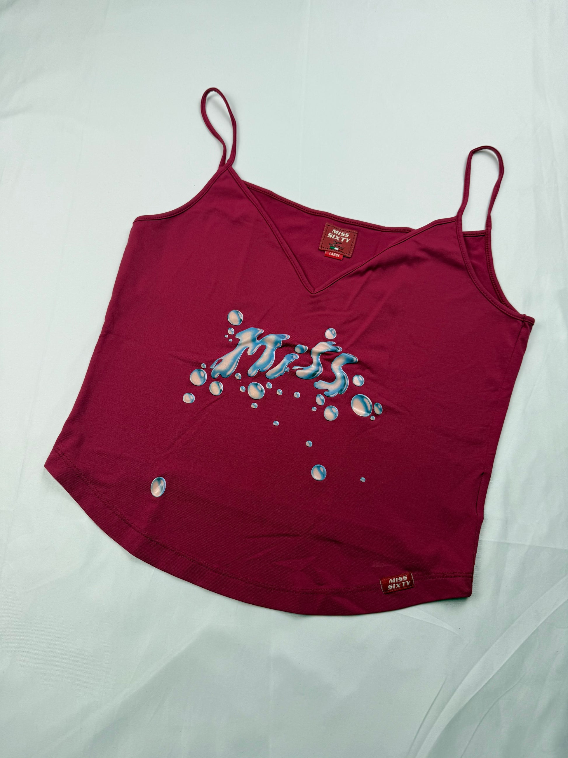 Burgundy graphic lycra cami top (M/L)