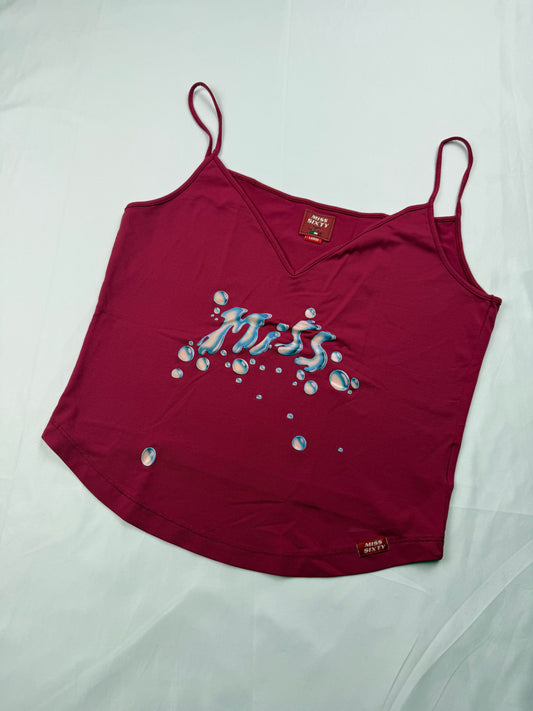 Burgundy graphic lycra cami top (M/L)