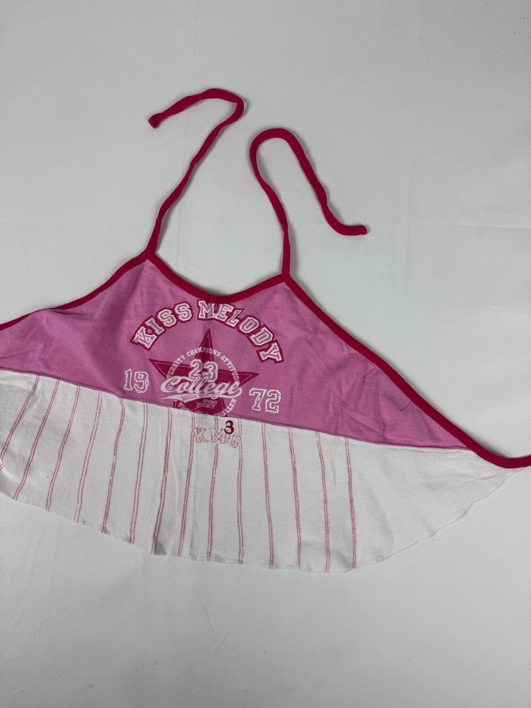 Pink graphic tie up top (S/M)