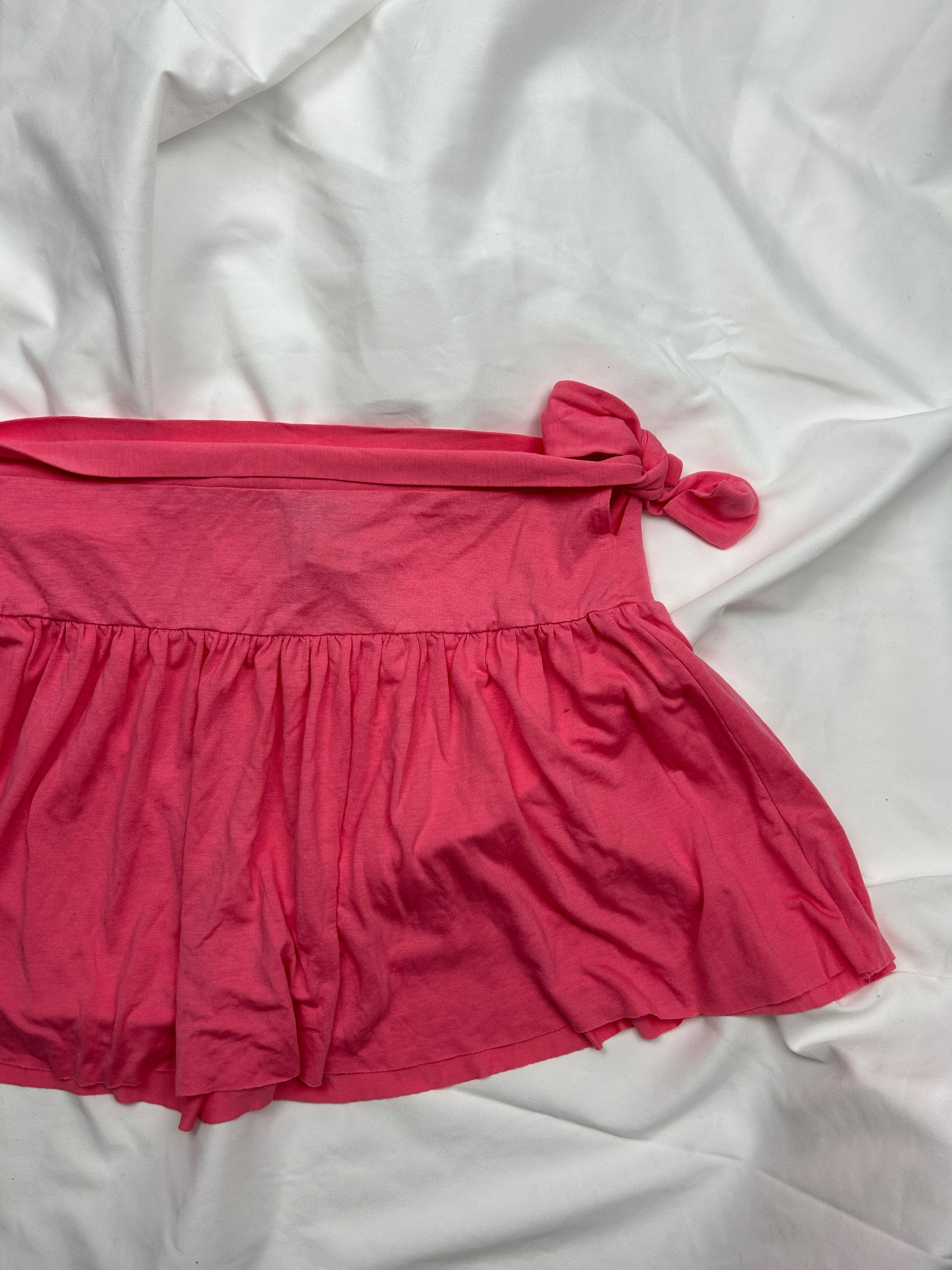 Pink low rise cotton pleated mini skirt (S/M)