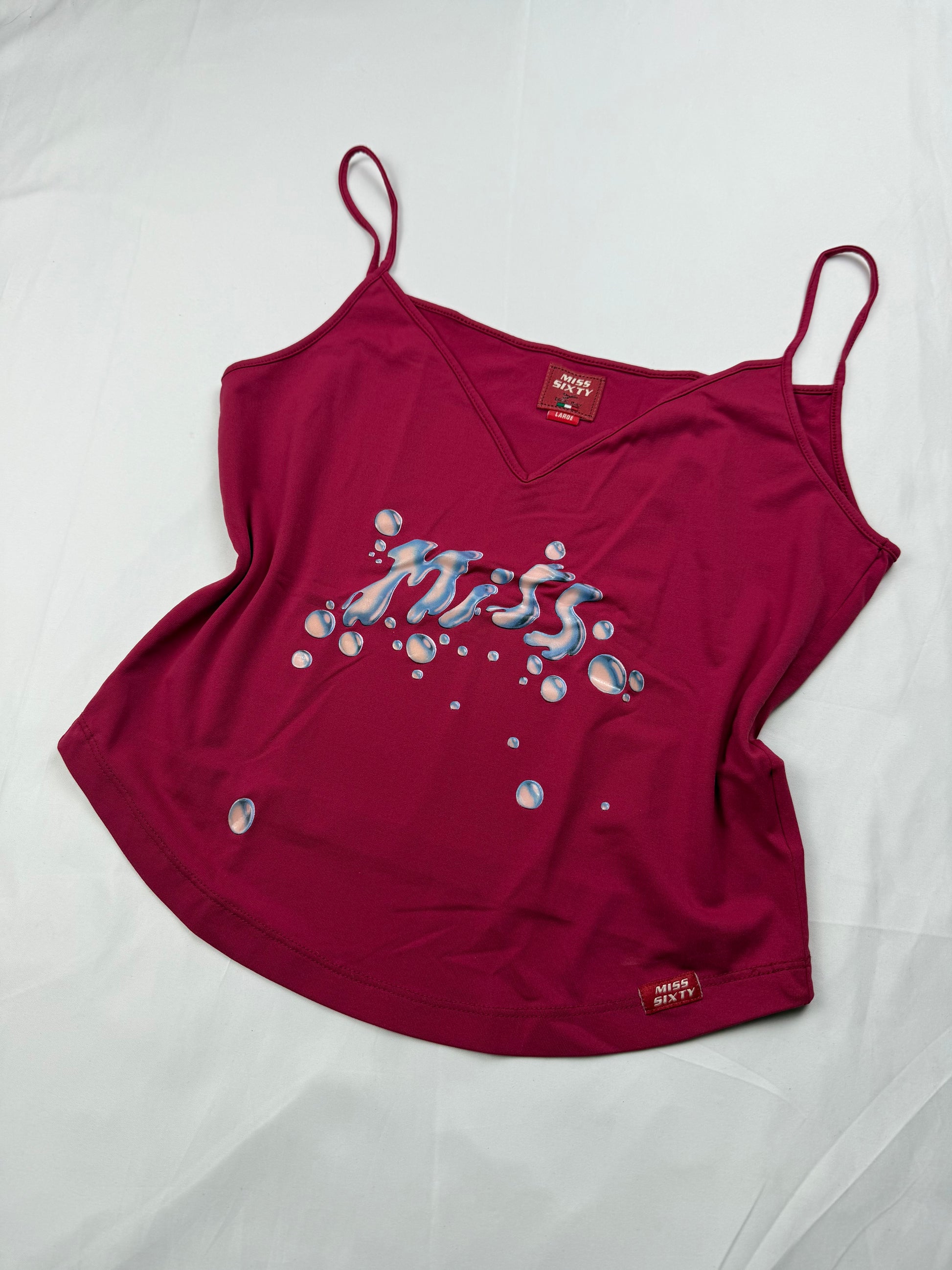 Burgundy graphic lycra cami top (M/L)