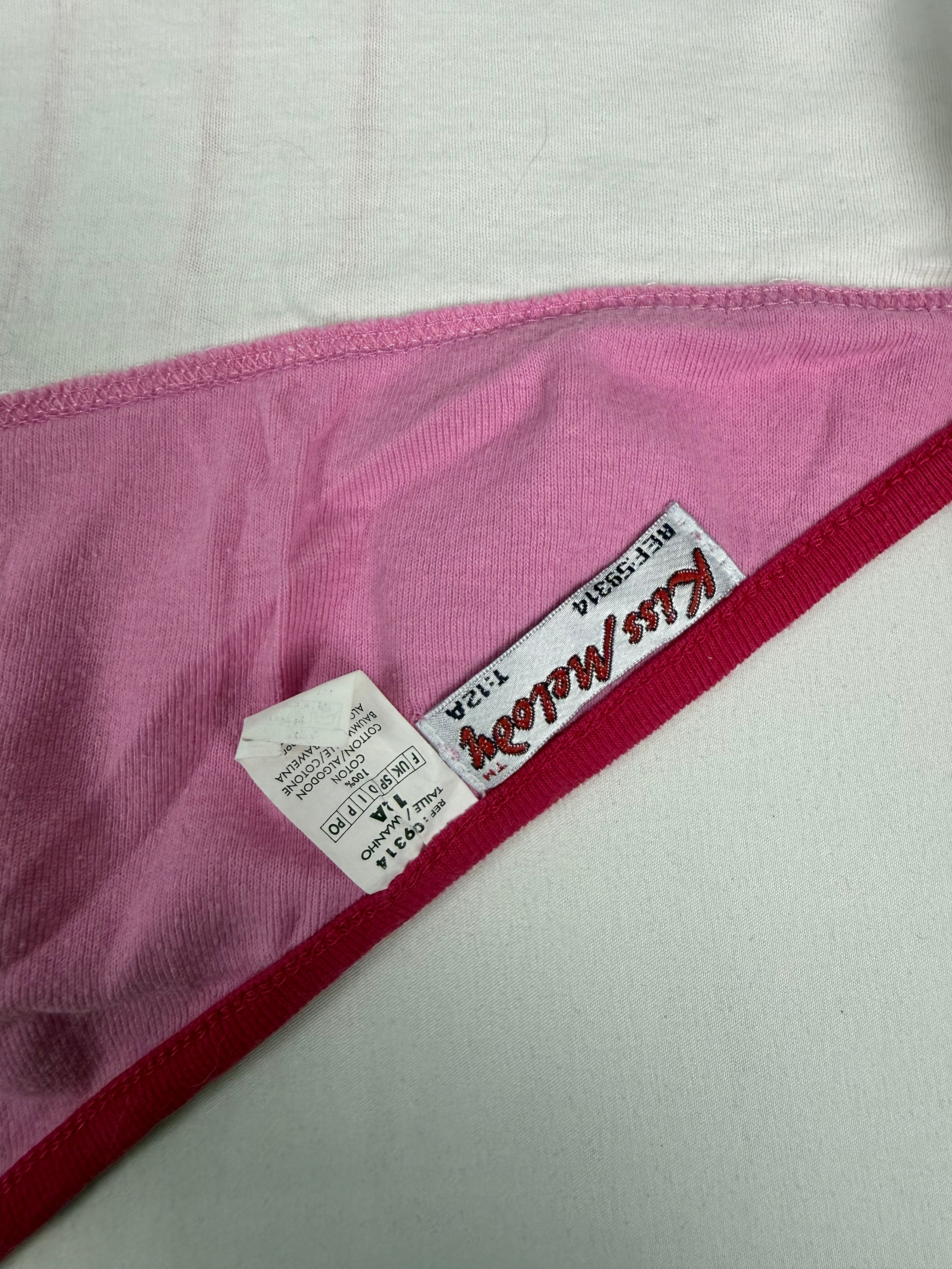 Pink graphic tie up top (S/M)