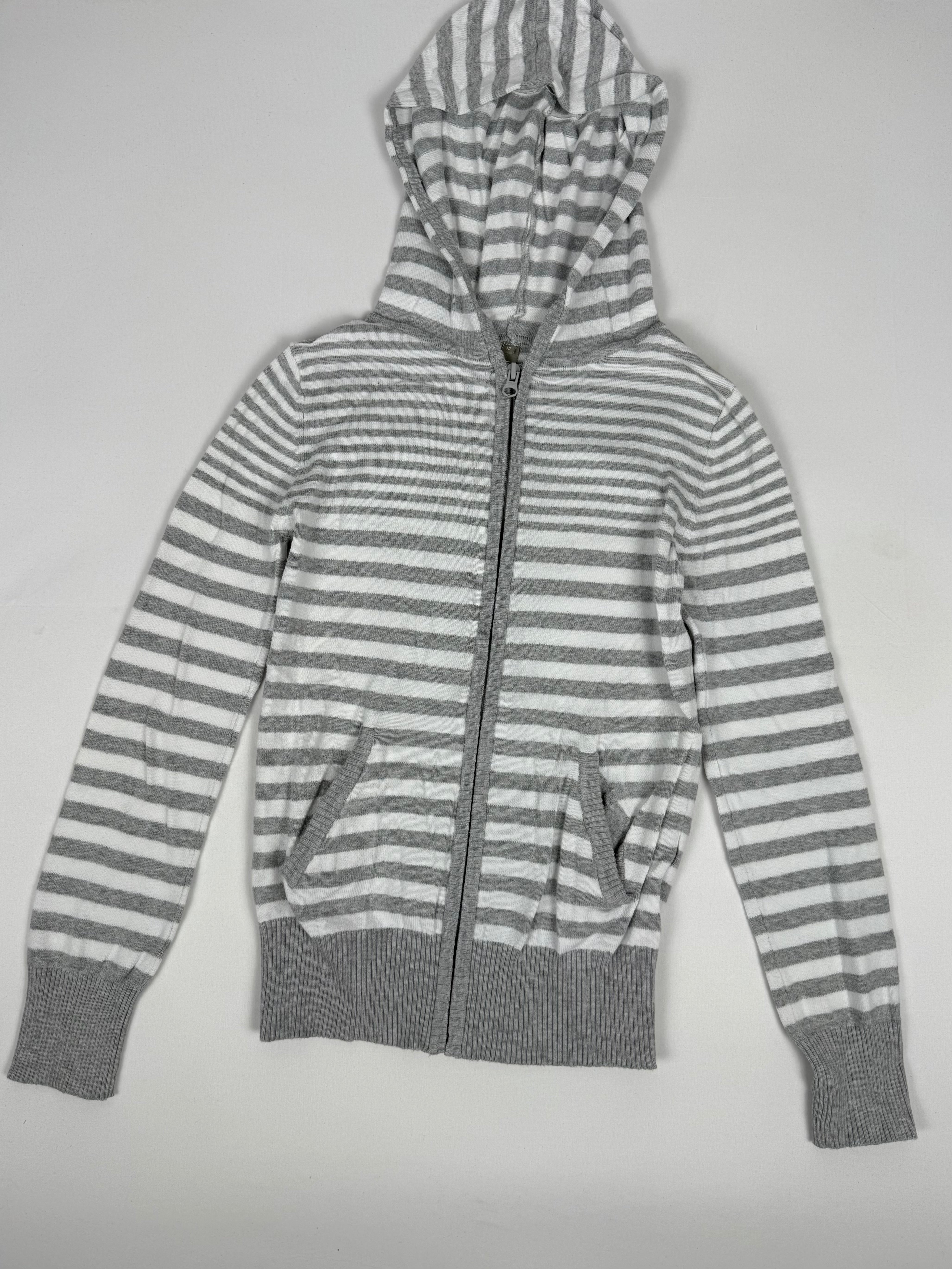 Grey striped cotton hoodie (XS)