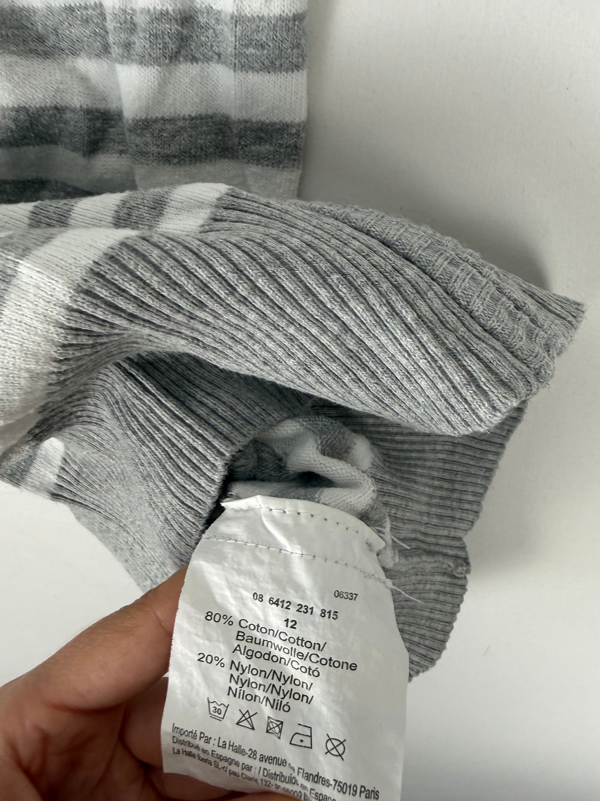 Grey striped cotton hoodie (XS)