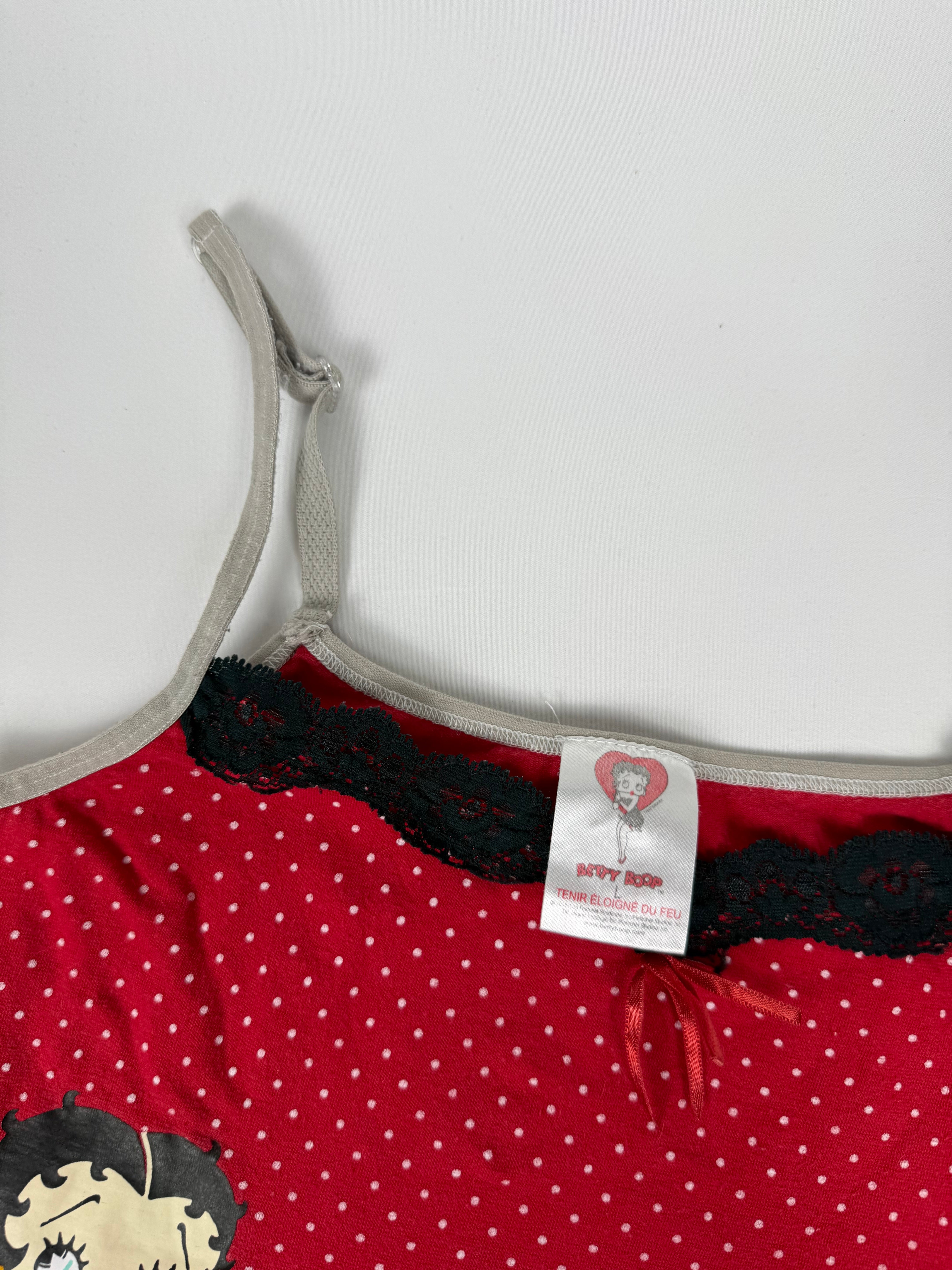 Red polka dots cotton top + shorty set (M)
