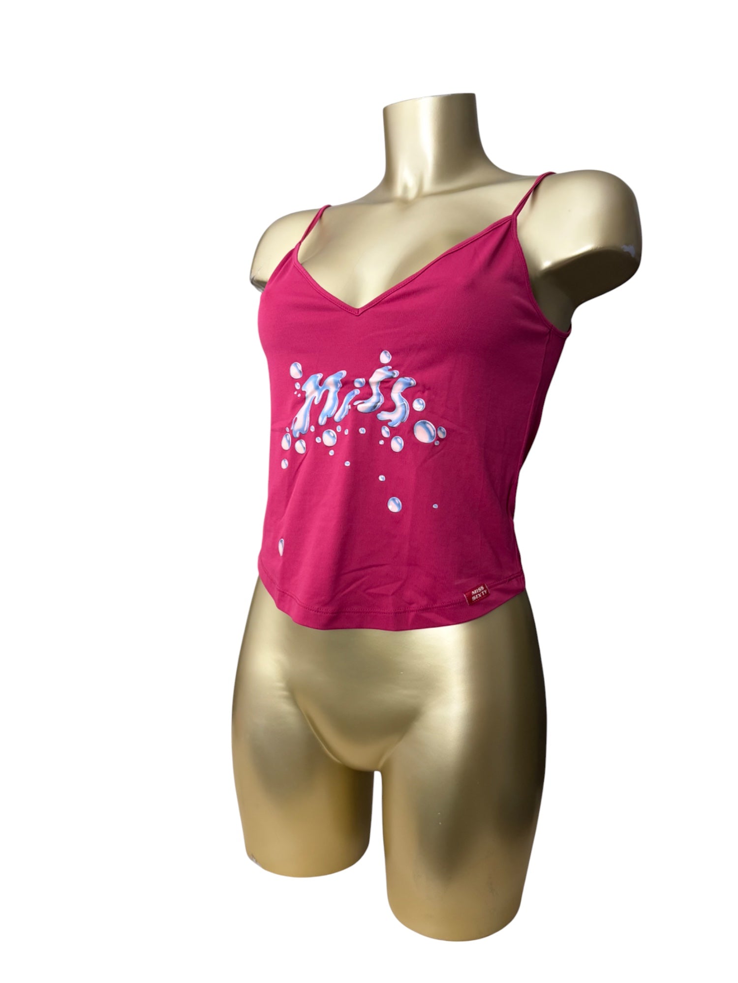 Burgundy graphic lycra cami top (M/L)