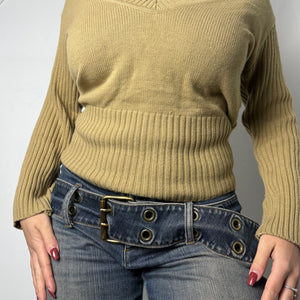 Beige V neck jumper (L)