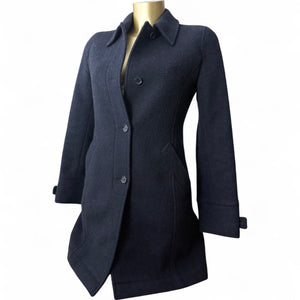 Navy wool tight fit trench coat (S)