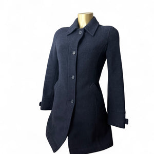 Navy wool tight fit trench coat (S)