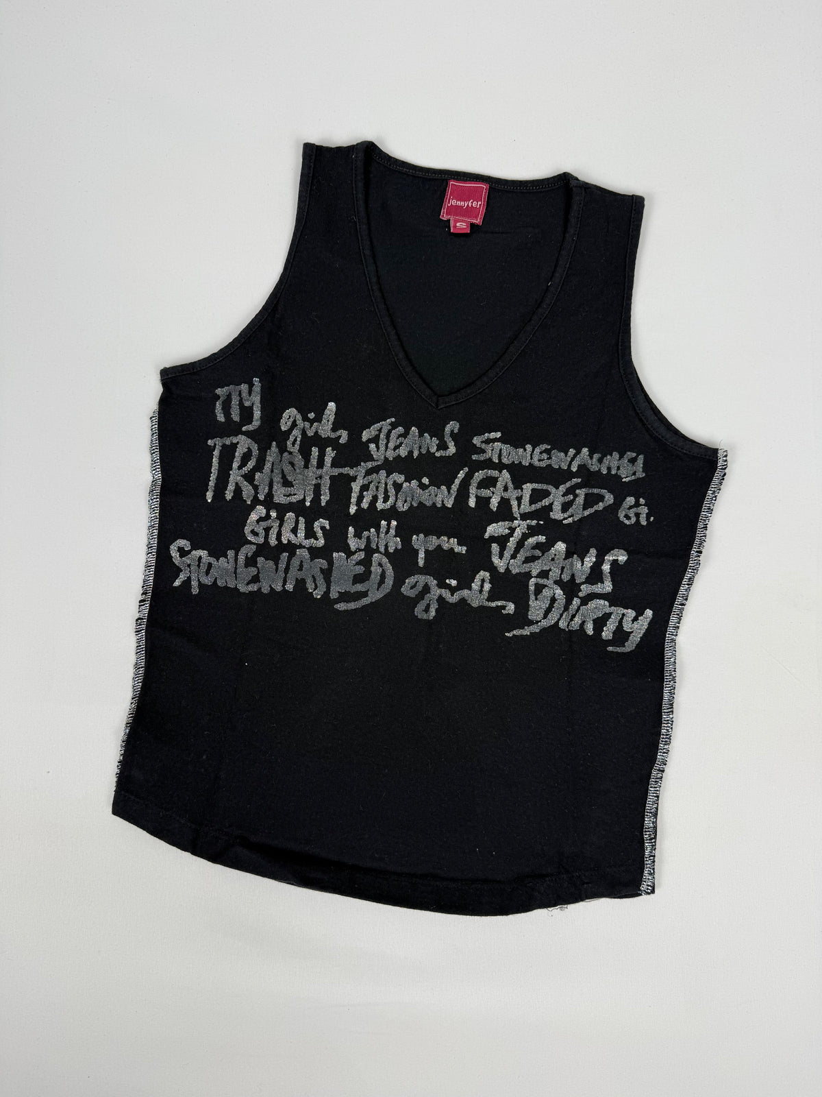 Black cotton graphic top (S)