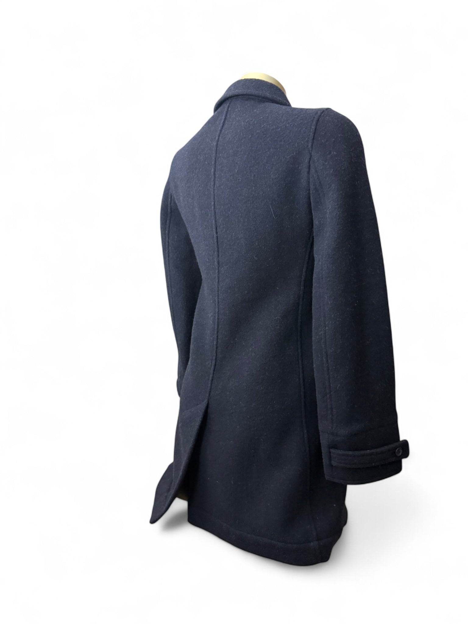 Navy wool tight fit trench coat (S)