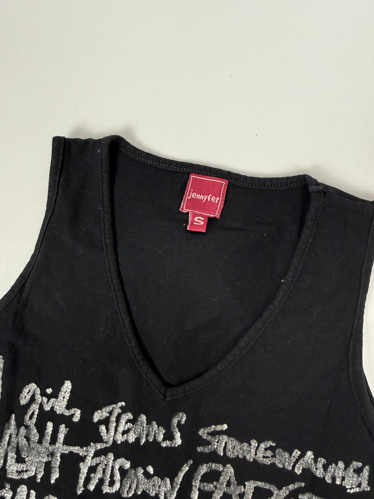 Black cotton graphic top (S)