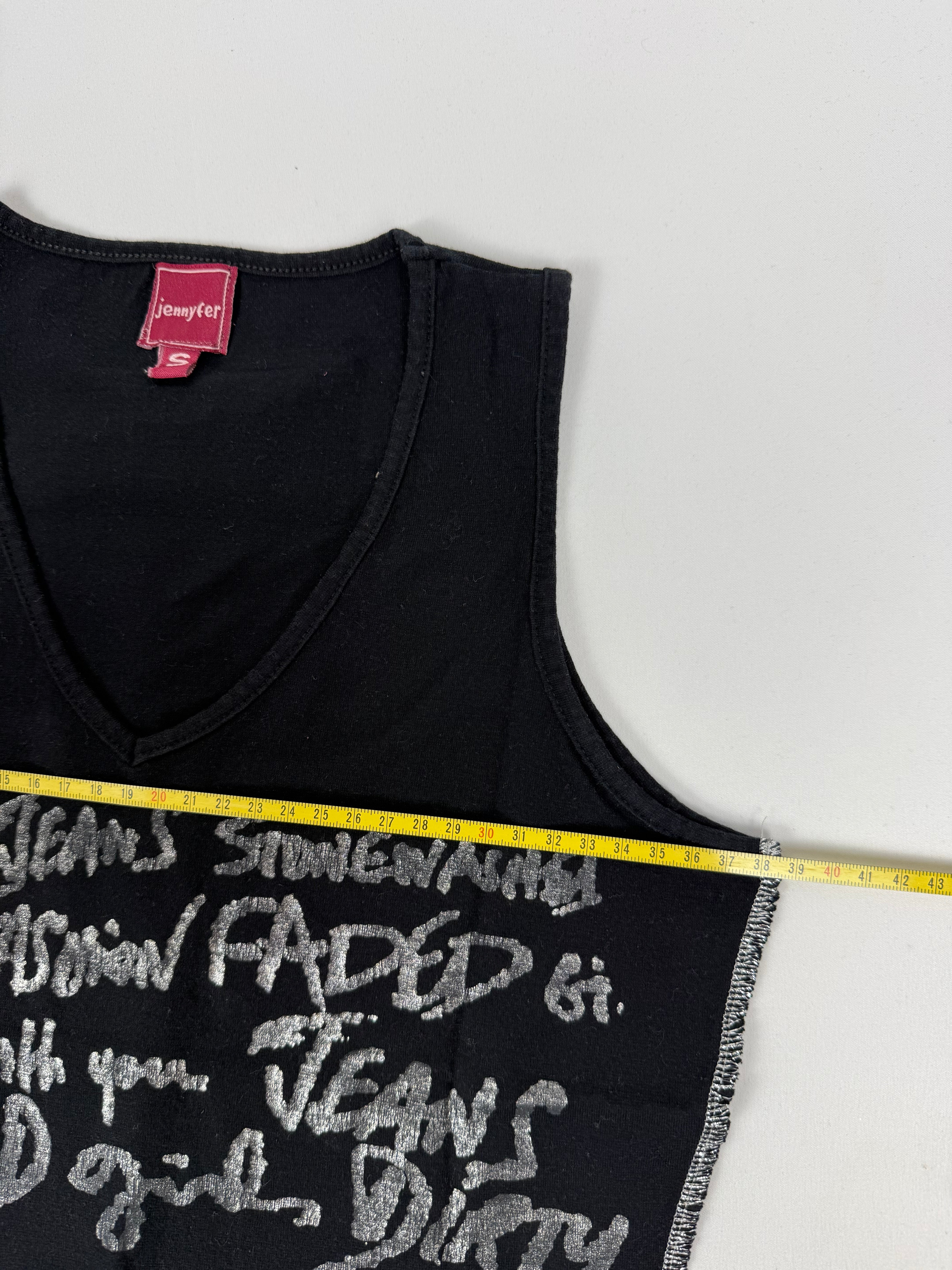 Black cotton graphic top (S)