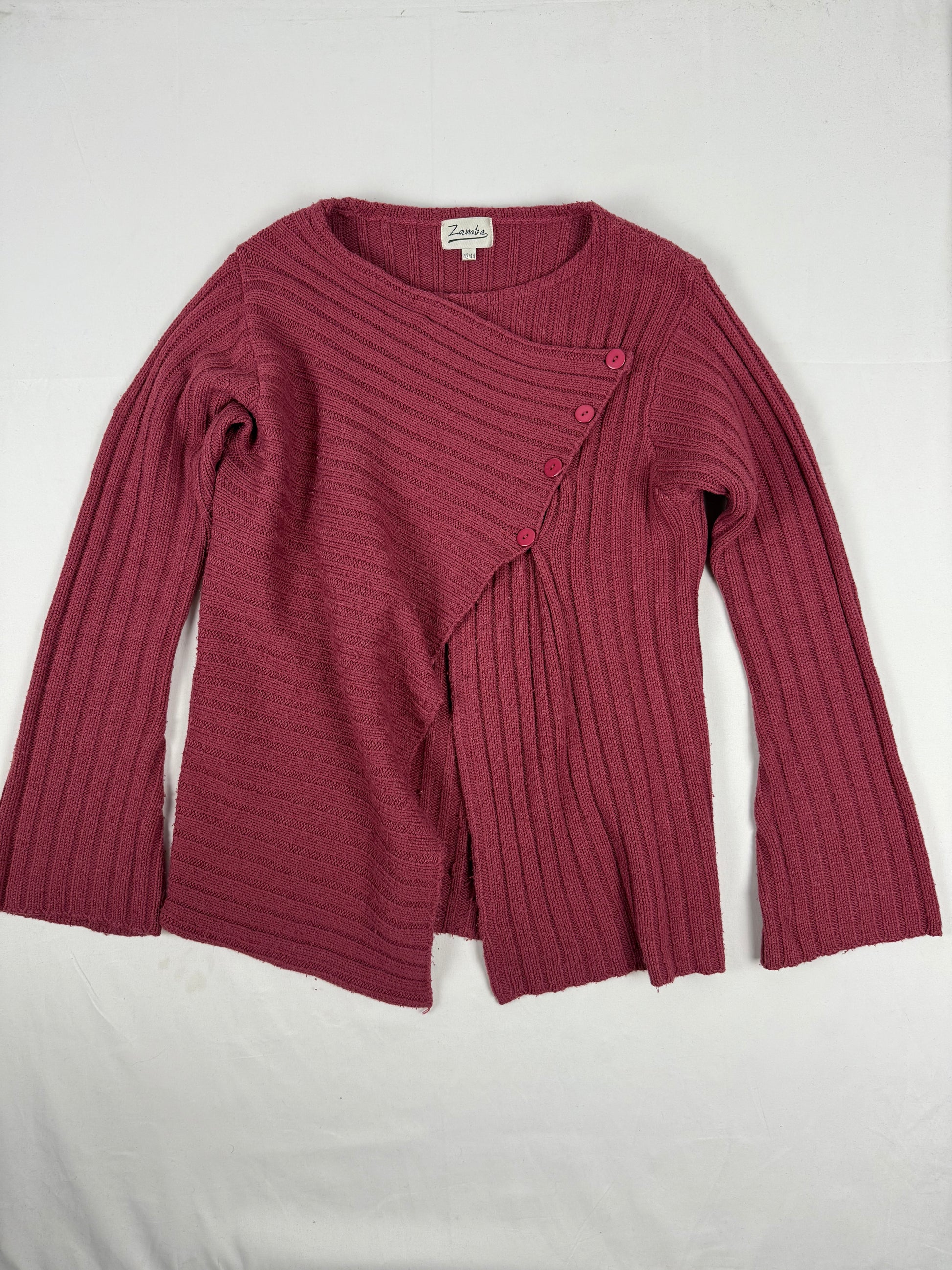 Pink open front ribbed cardigan jumper (XL)